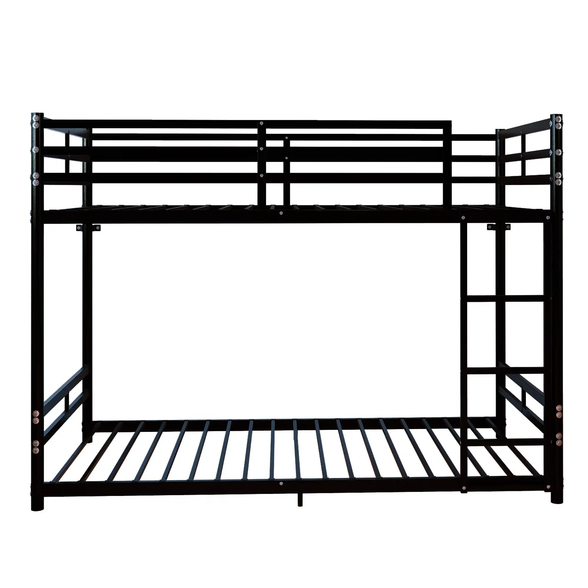 Bunk Bed with Ladder and High Guardrail Metal Bunk Bed, Storage Space, Noise Free, Twin Over Twin Size by HouseOfZazla