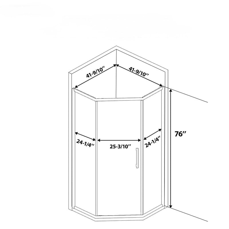 Diamond Shaped Corner Shower Door, Inward Sliding, Stainless Steel Frame by HouseOfZazla