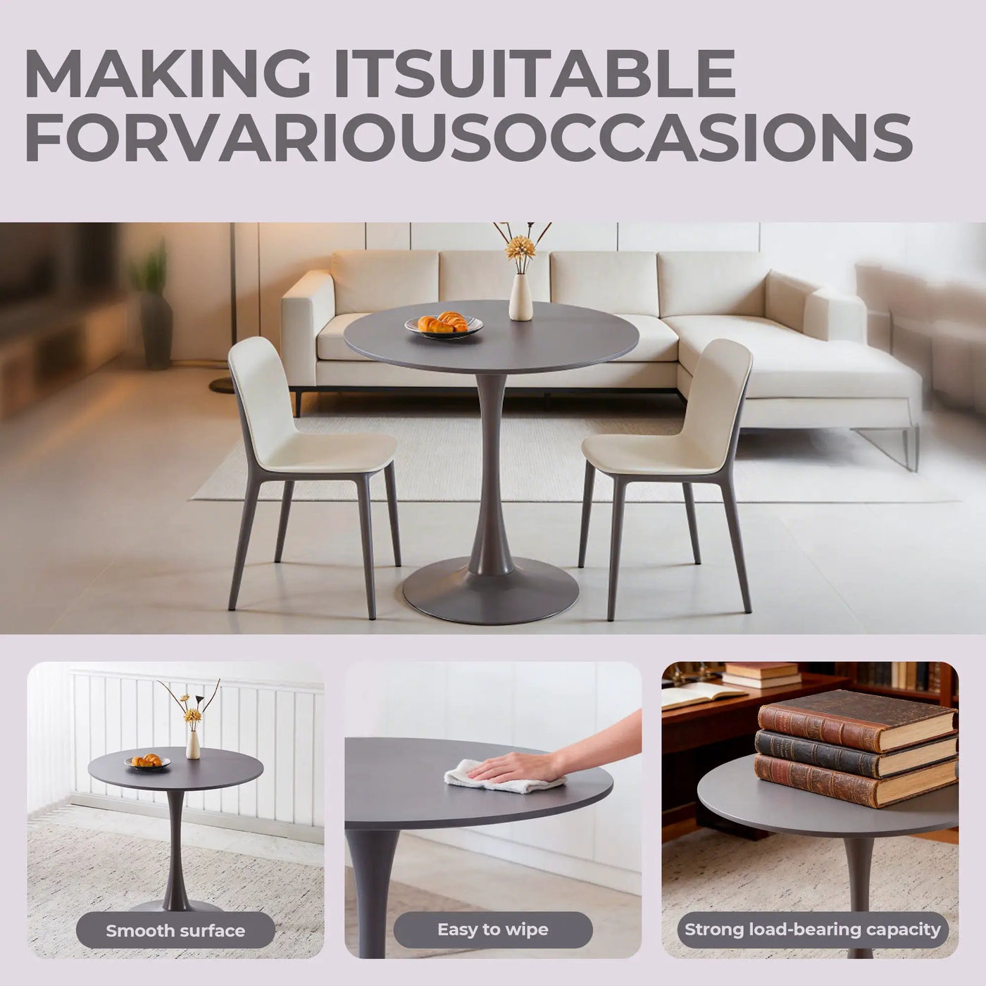 Mid-Century Tulip Table With Round Top, Pedestal Base by Unique Piece Furniture