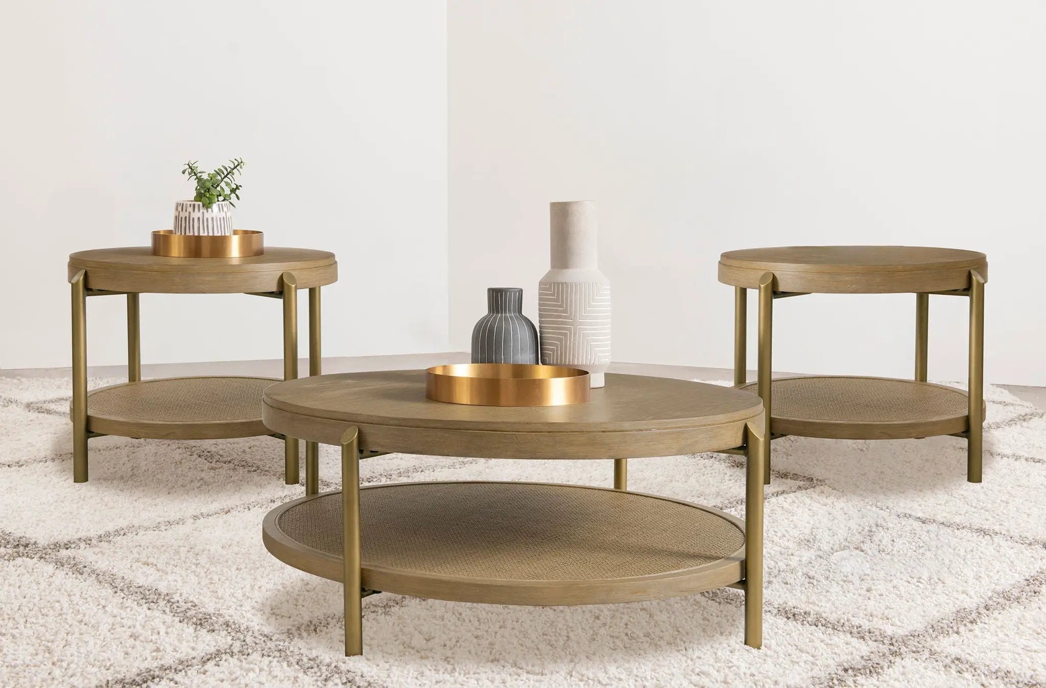 Arini 3-piece Round Coffee and End Table Set Sand Wash by Unique Piece Furniture