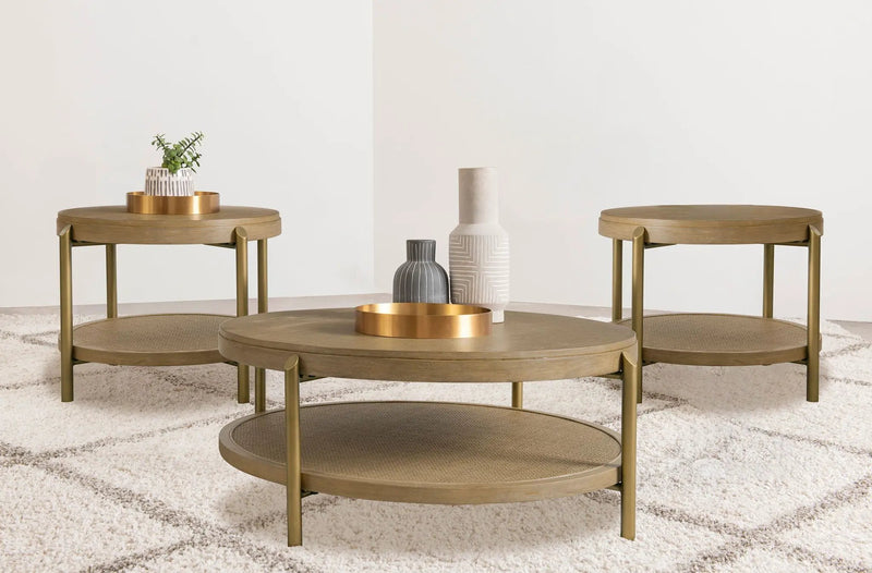 Arini 3-piece Round Coffee and End Table Set Sand Wash by Unique Piece Furniture