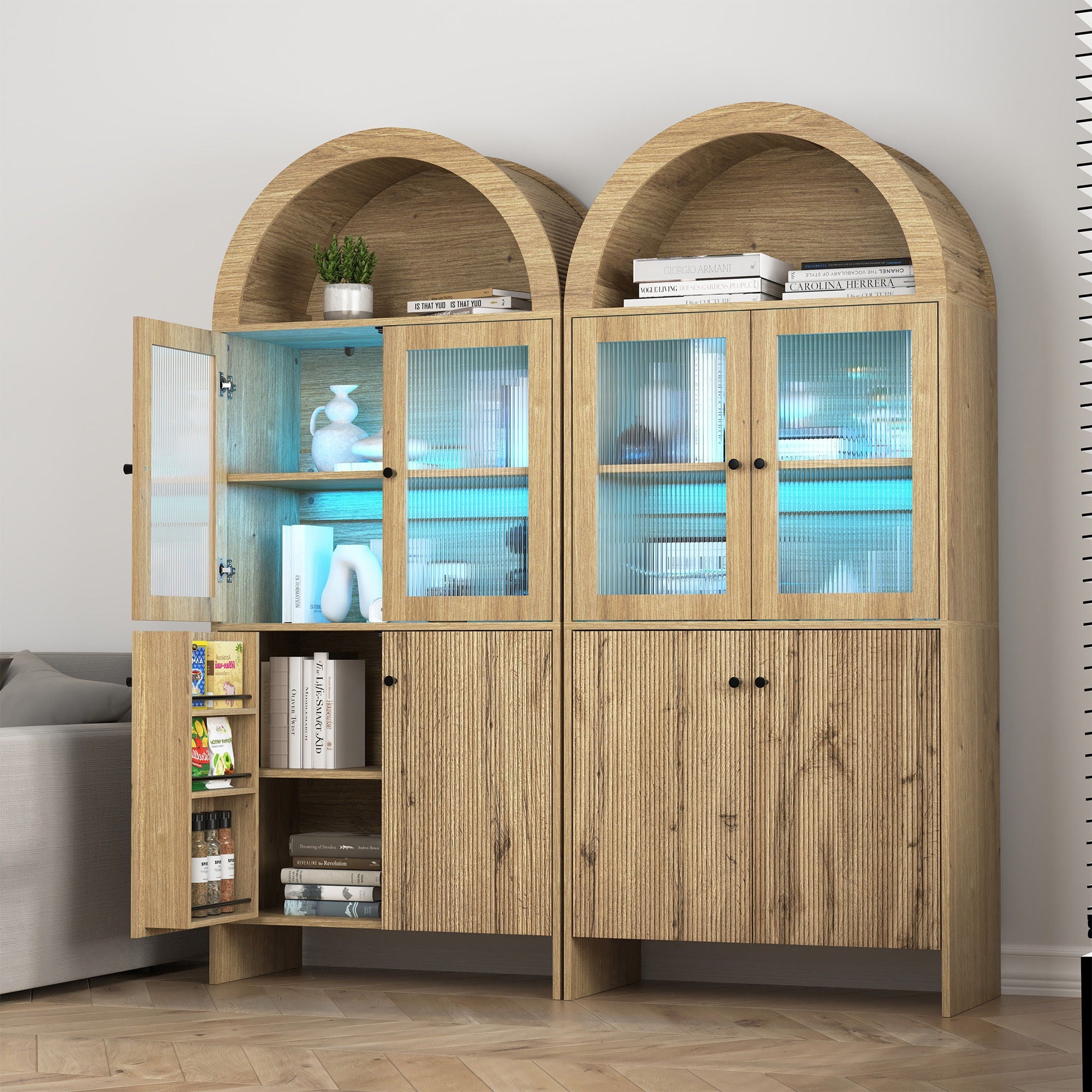 Modern Tech Inspired Dome Cabinet With LED Lighting by HouseOfZazla