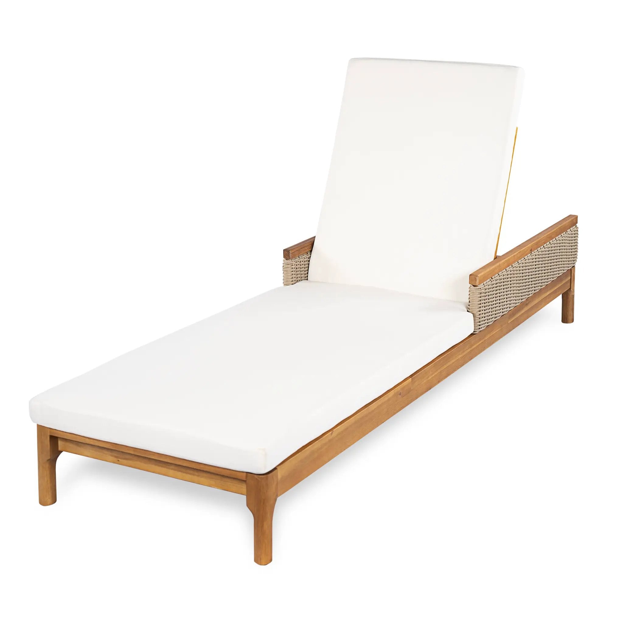 76.8" Solid Acacia Wood Sun Lounger Set of 2 with Cushions by HouseOfZazla
