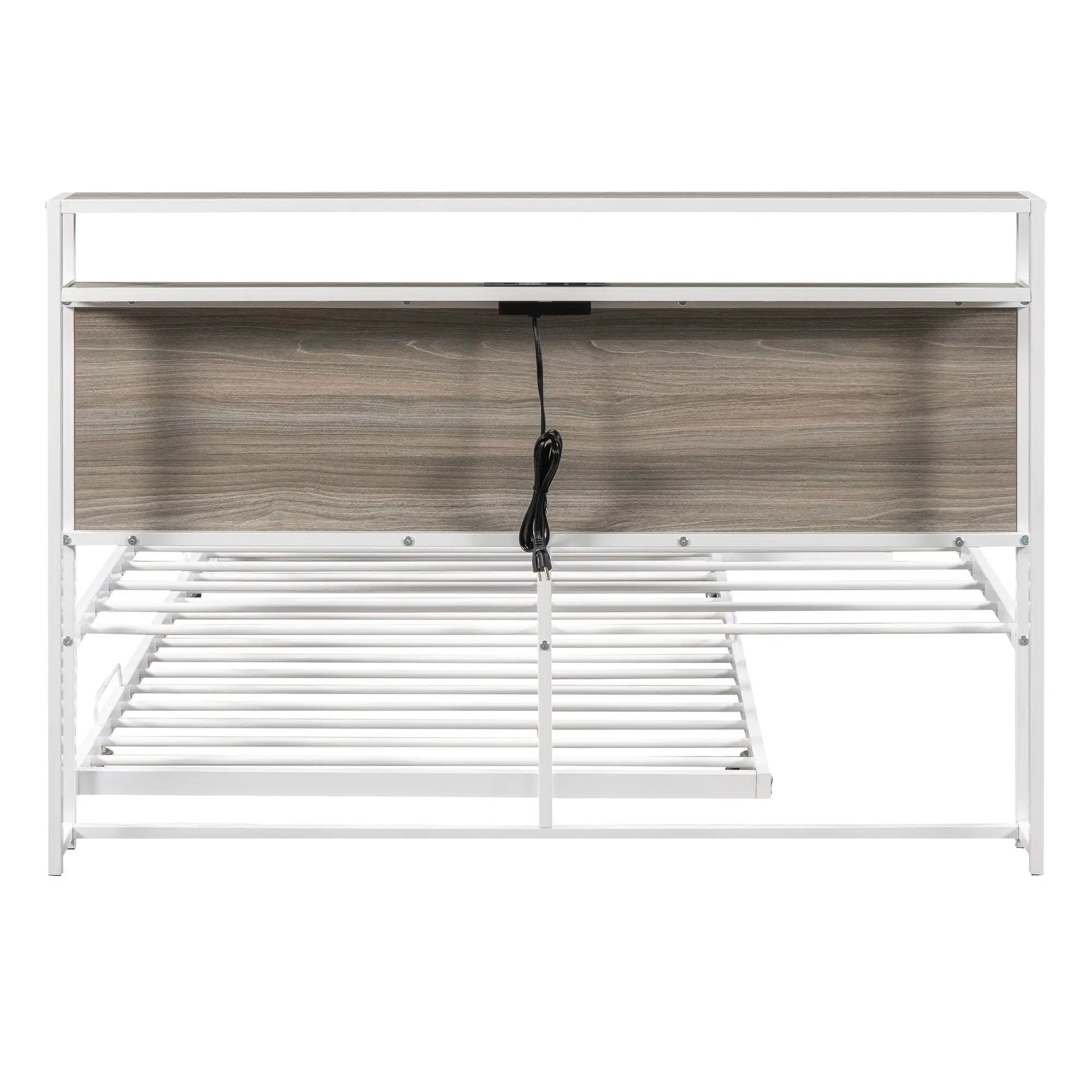 Platform Bed Frame With Trundle, USB Ports And Slat Support, No Box Spring Needed by HouseOfZazla