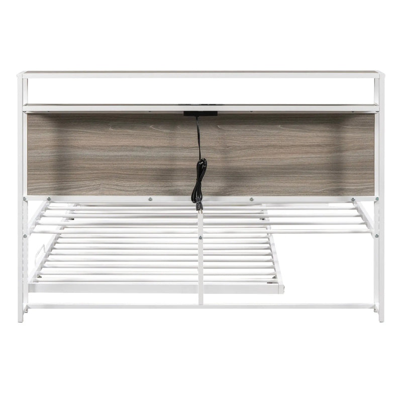 Platform Bed Frame With Trundle, USB Ports And Slat Support, No Box Spring Needed by HouseOfZazla