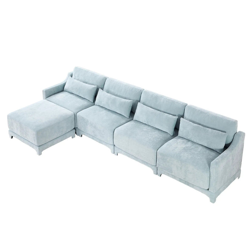 Stylish Sofa With Ottoman And Lumbar Pillows, Ergonomic Design by Unique Piece Furniture