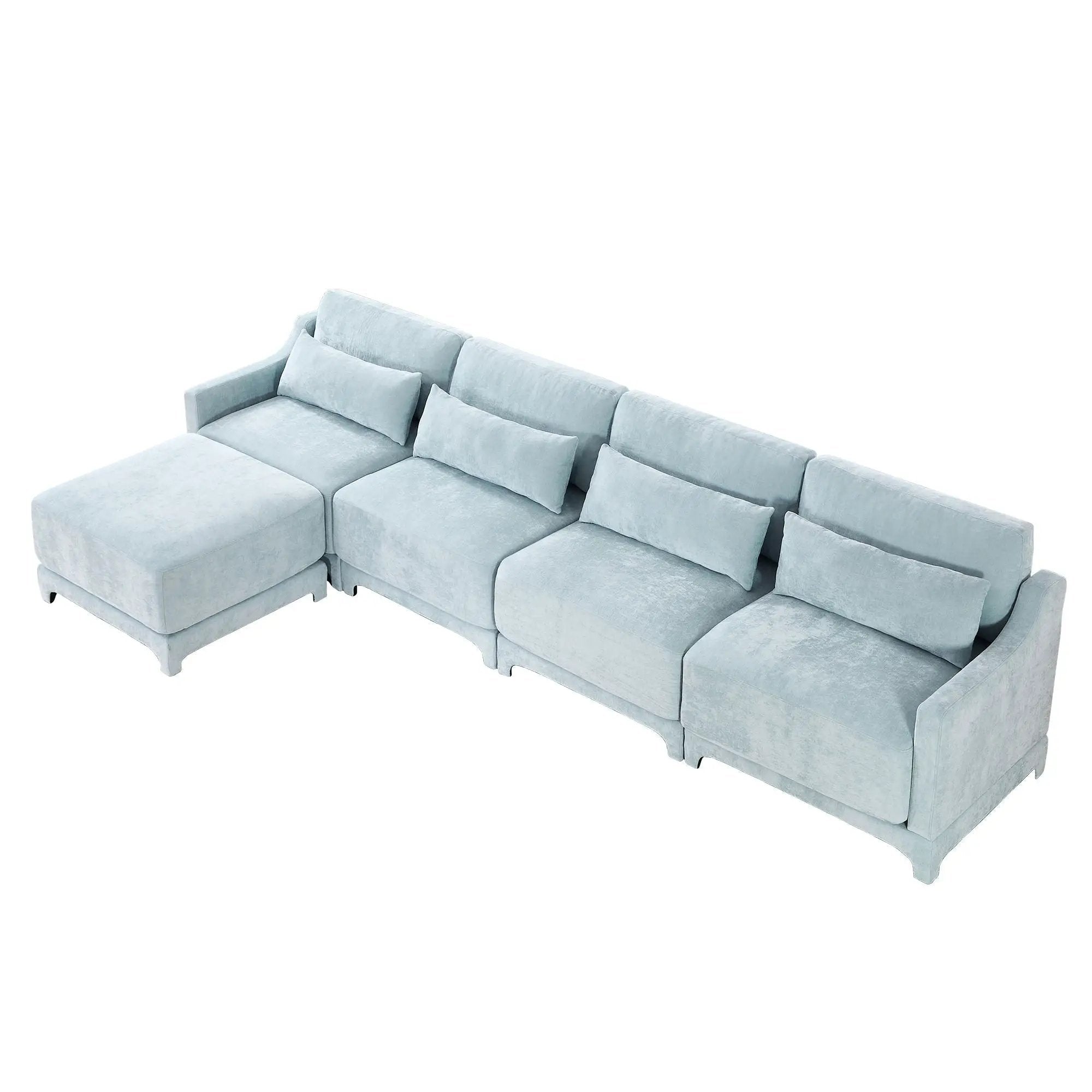 Stylish Sofa With Ottoman And Lumbar Pillows, Ergonomic Design by HouseOfZazla