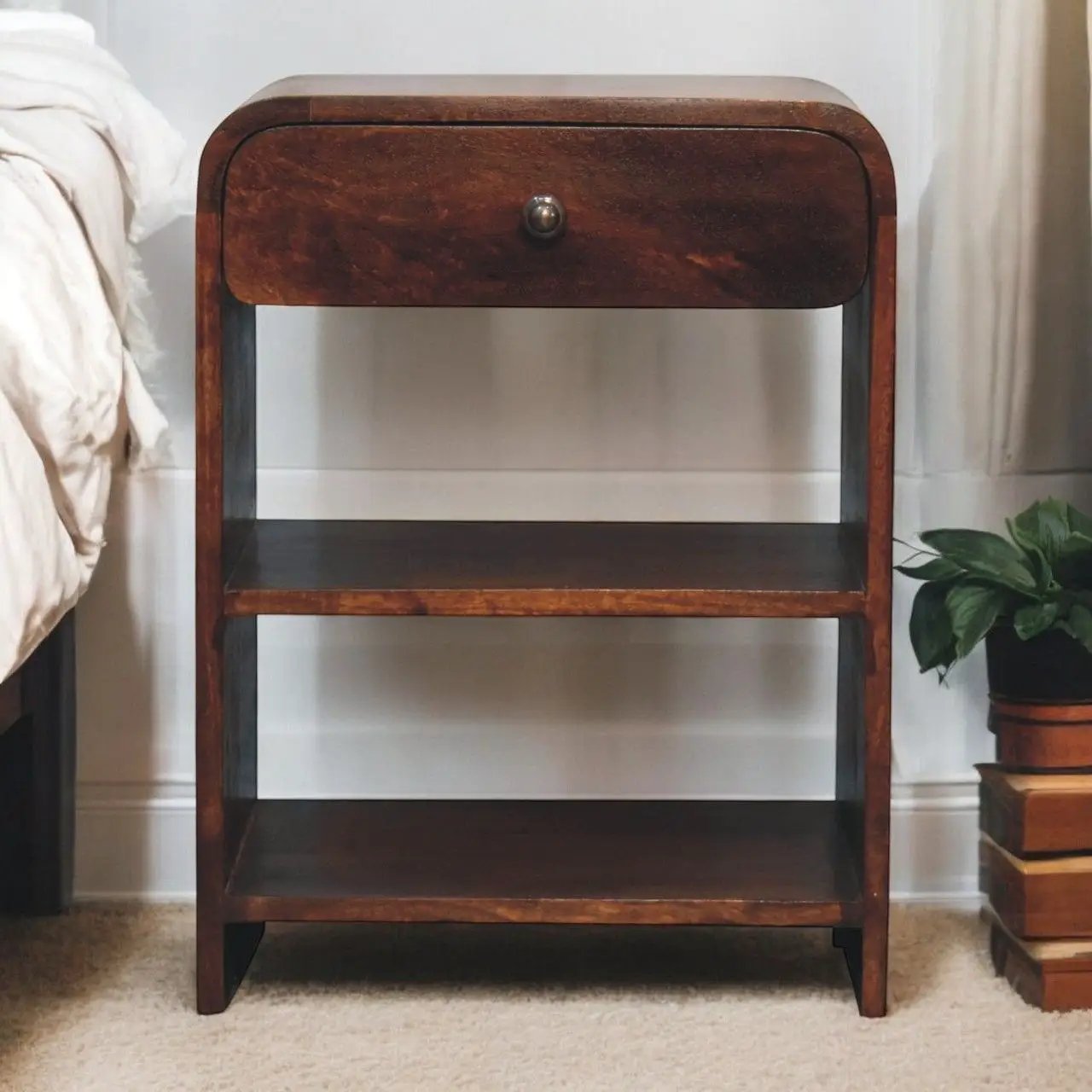 Aspen - Open Bedside Table - Dark Brown by Unique Piece Furniture