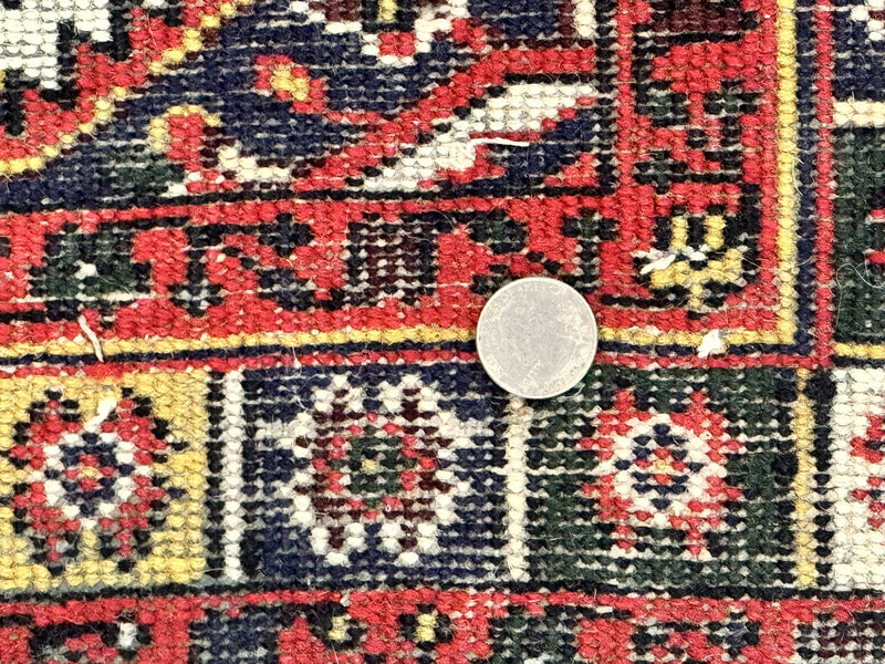 Indo Persian Bidjar Runner Rug 2.8 x 10, Vintage Rug for Hallway, 10ft Runner, Wool Handmade Ivory and Red, Medallions by Jewel Rugs