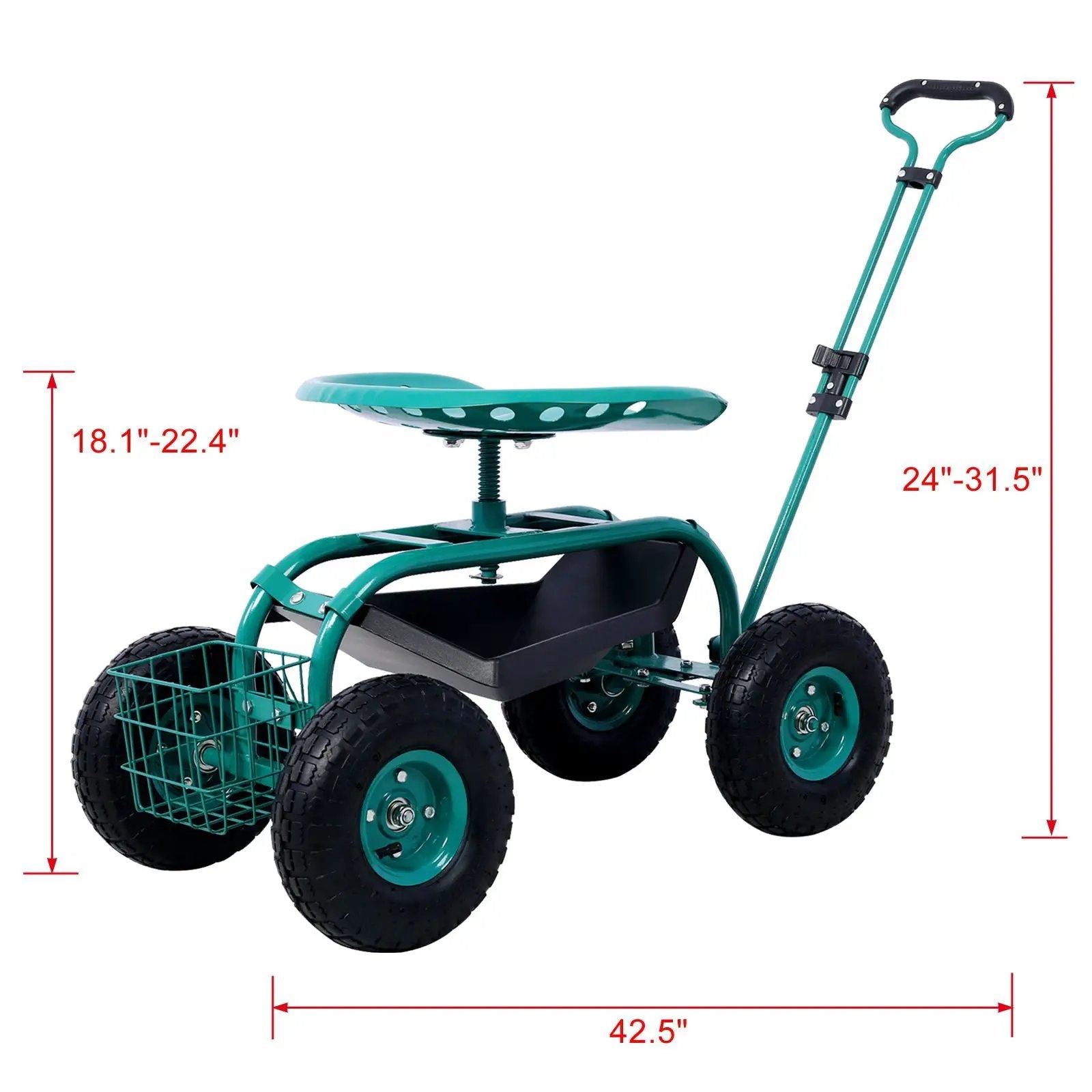 Rolling Garden Scooter Cart Seat With Wheels, 360 Swivel Seat, Tool Tray by HouseOfZazla