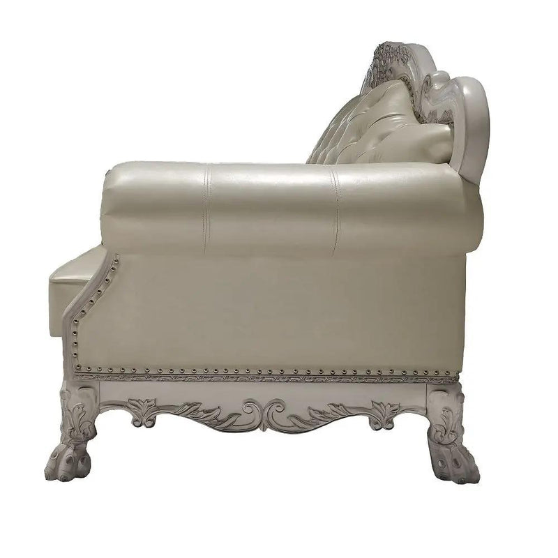 Dresden - Loveseat With 3 Pillows - Synthetic Leather & Bone White by Unique Piece Furniture
