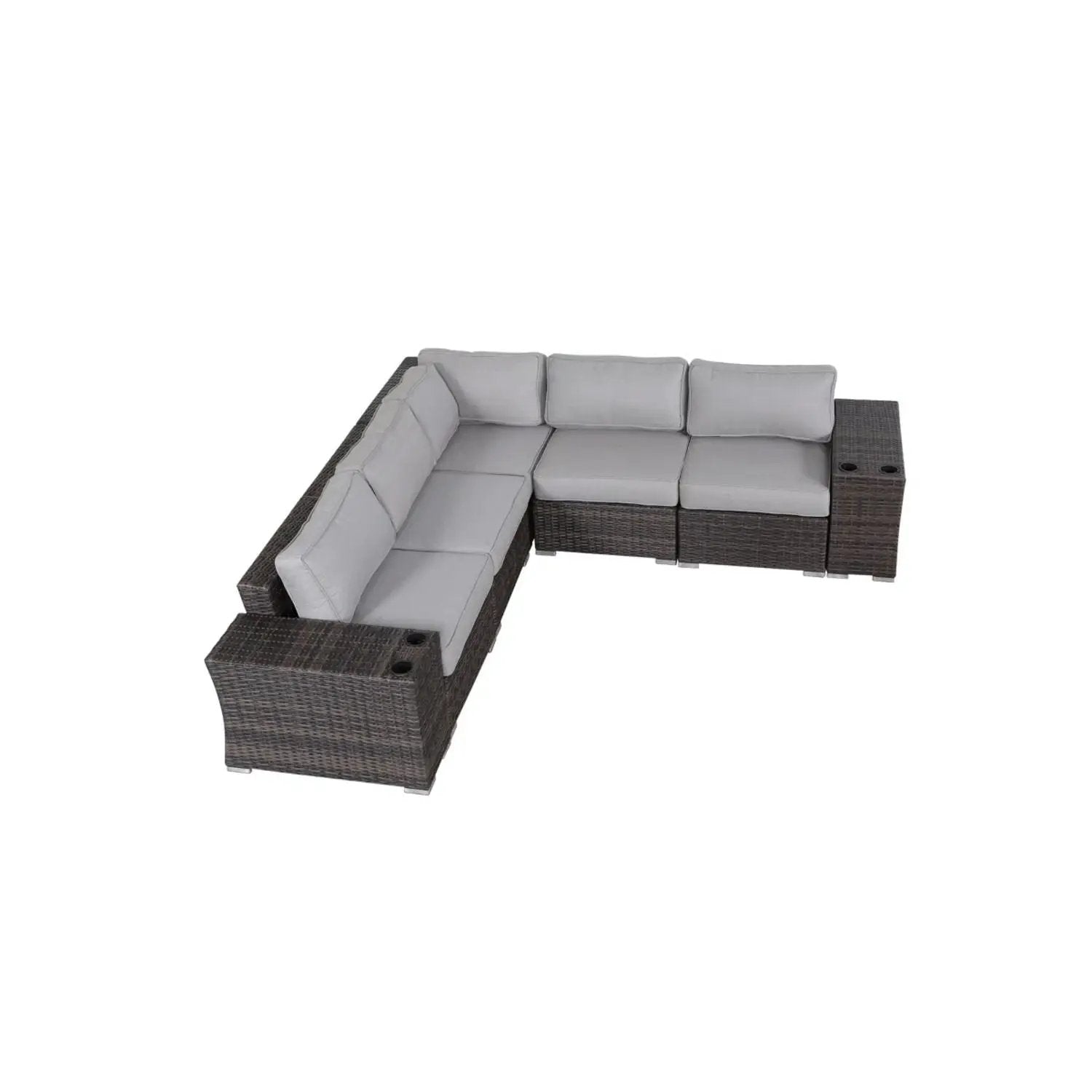 Rattan Sectional Sofa Set With Cushions by HouseOfZazla