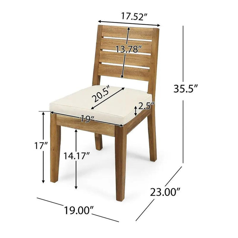 Outdoor 7 Piece Dining Set With Cushions - Sandblasted Natural / Beige by HouseOfZazla