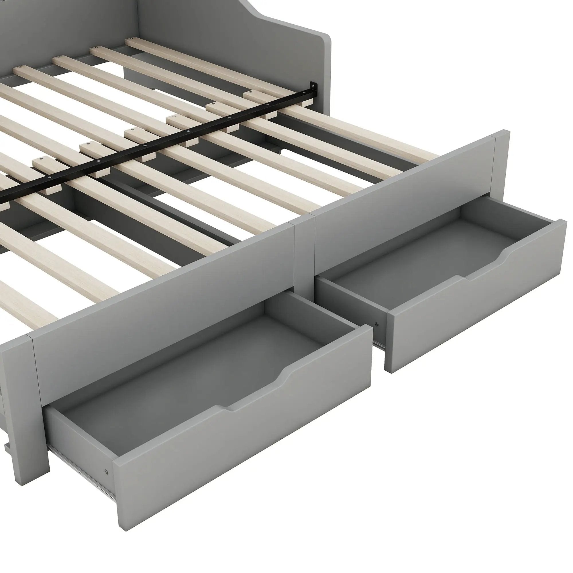 Daybed Frame With Storage Bookcases, 2 Drawers, Charging Station by Unique Piece Furniture