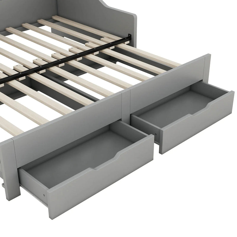 Daybed Frame With Storage Bookcases, 2 Drawers, Charging Station by Unique Piece Furniture