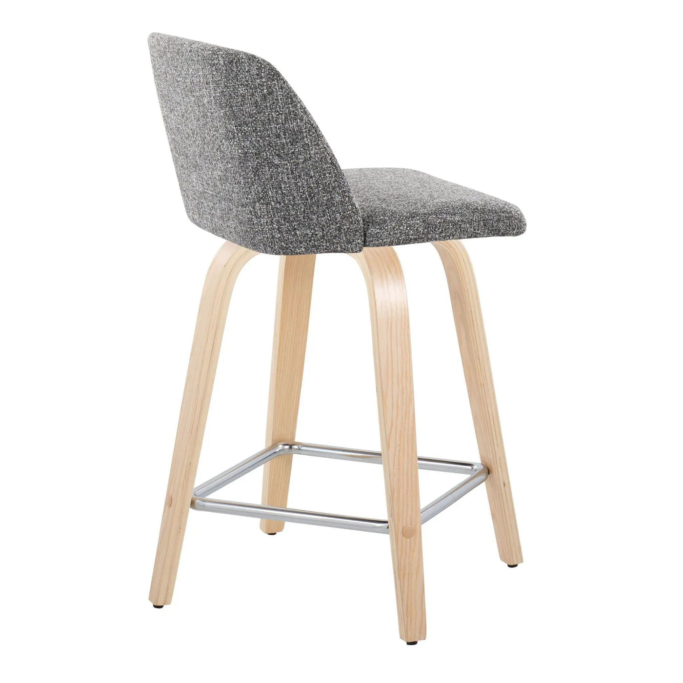 Toriano - Contemporary Fixed Height Counter Stool With Swivel With Square Footrest (Set of 2) by HouseOfZazla