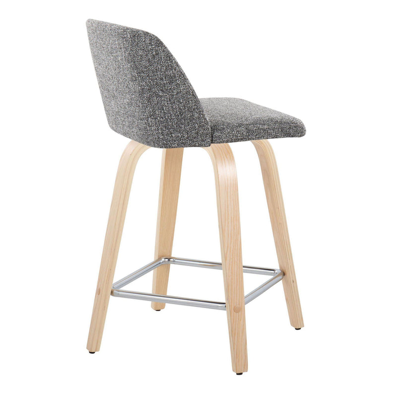 Toriano - Contemporary Fixed Height Counter Stool With Swivel With Square Footrest (Set of 2) by HouseOfZazla