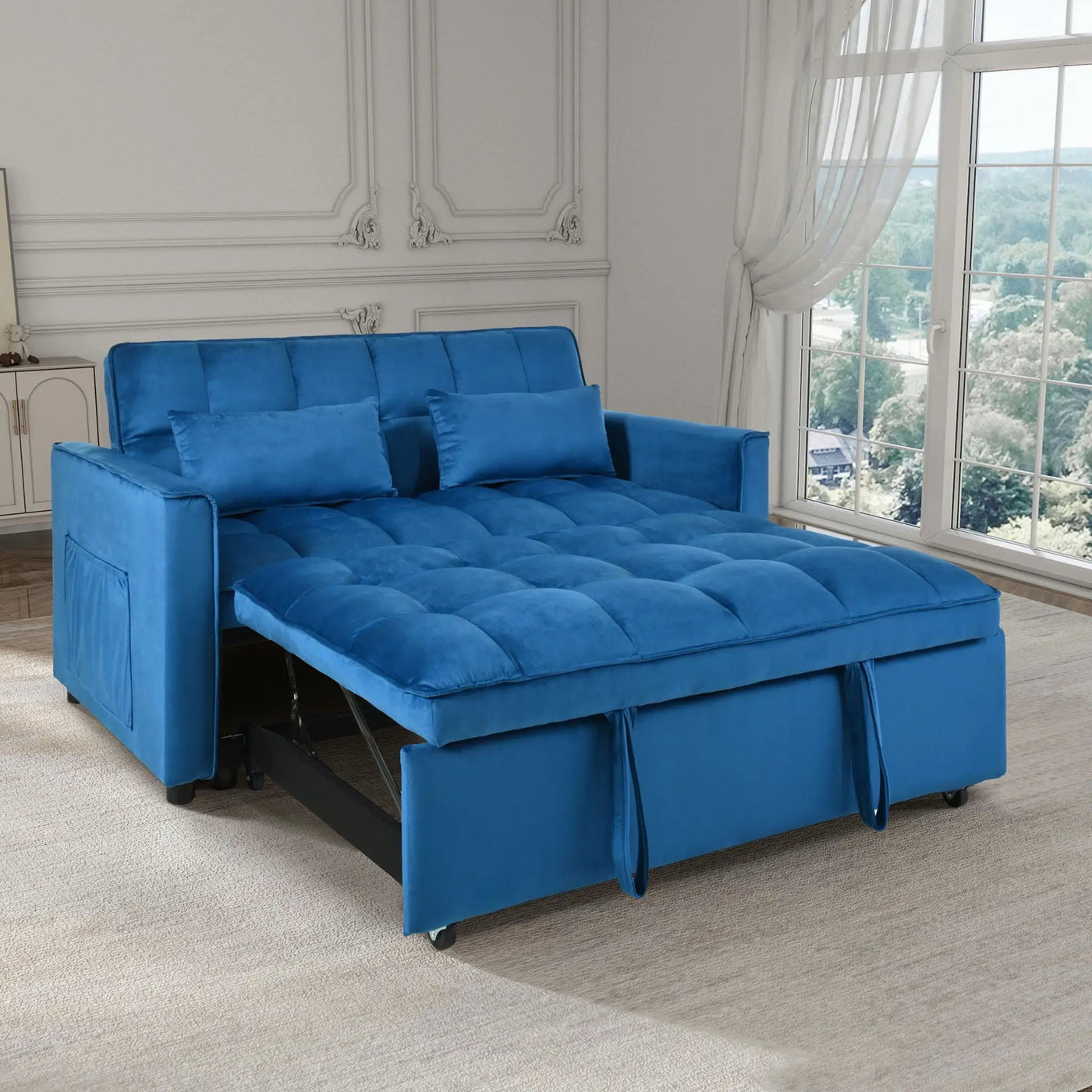 3 In 1 Pull Out Couch Convertible Sofa Bed With Reclining Backrest by Unique Piece Furniture