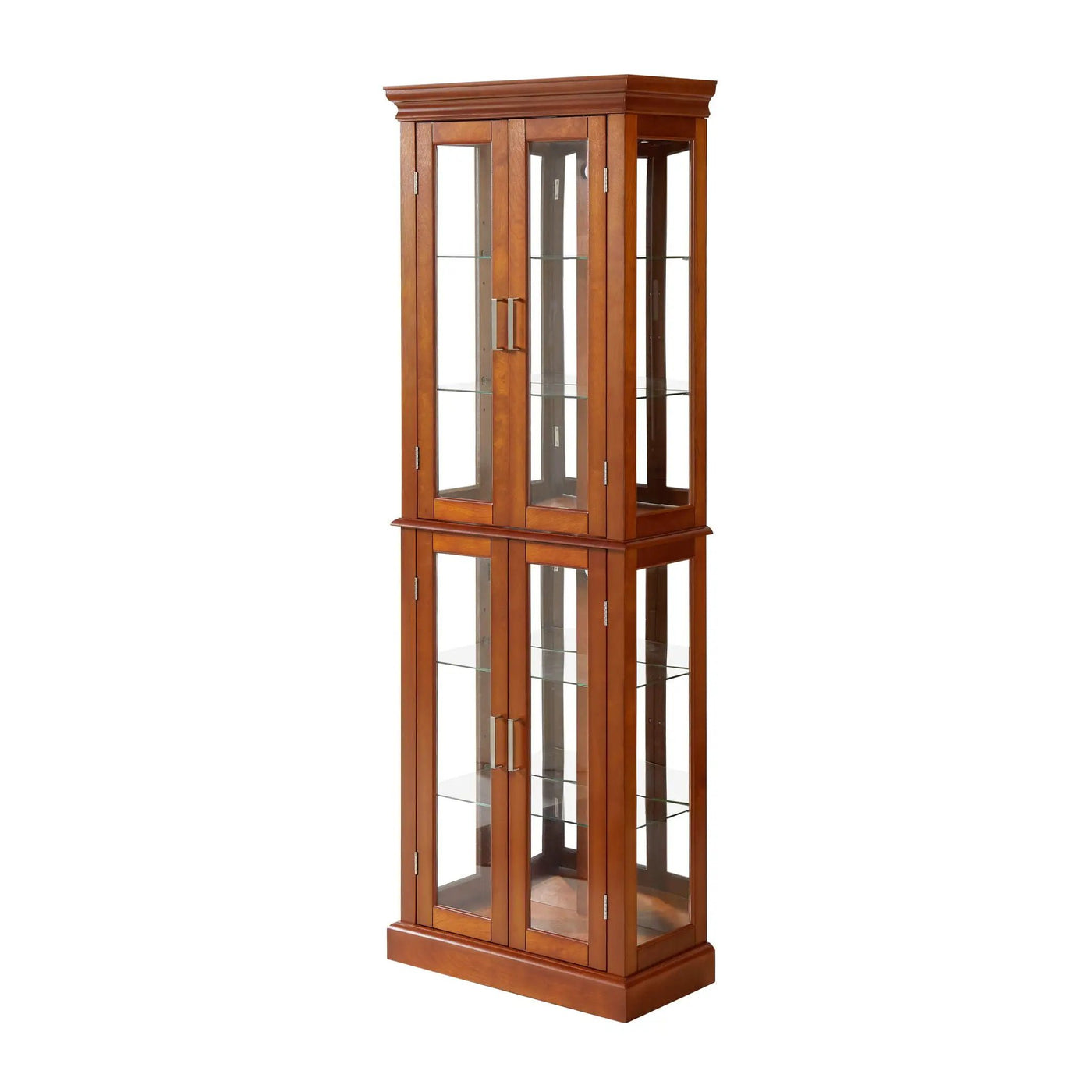 Curio Cabinet Lighted Curio Diapaly Cabinet With Adjustable Shelves And Mirrored Back Panel, Tempered Glass Doors (6 Tier), (E26 Light Bulb Not Included) by Unique Piece Furniture