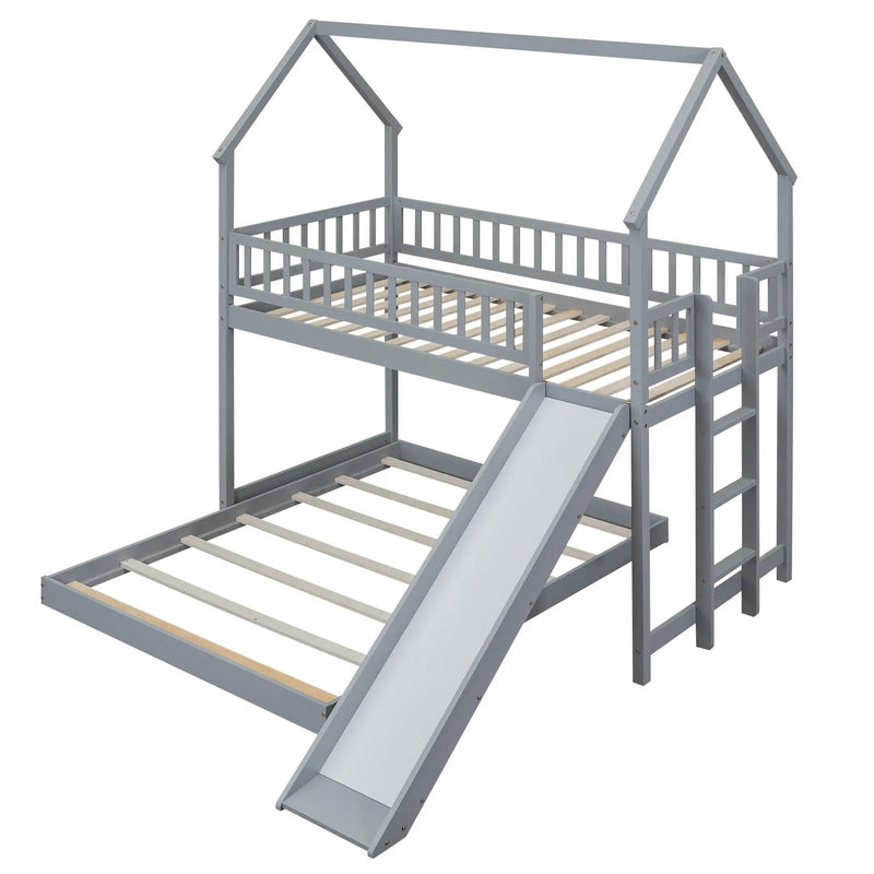 House Bunk Bed With Slide And Built In Ladder by HouseOfZazla
