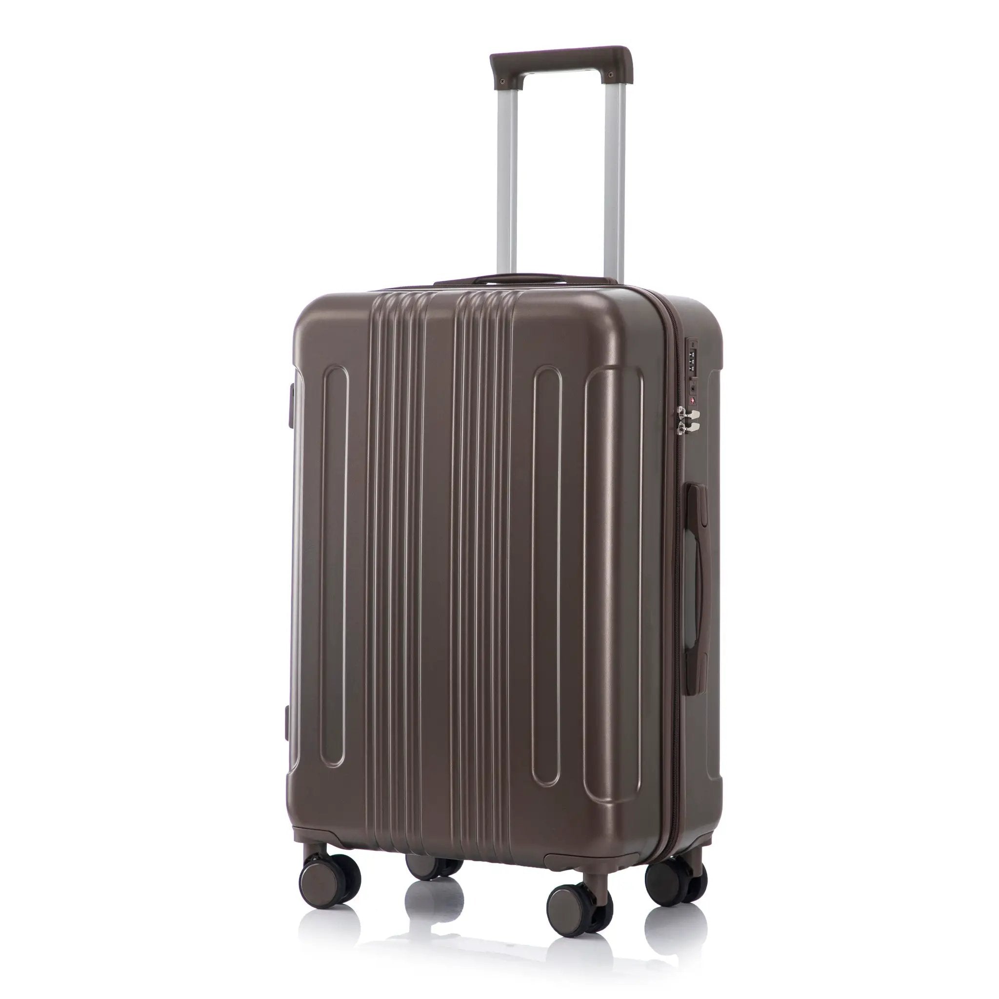 3 Piece ABS Spinner Wheel Luggage Set (Brown) by HouseOfZazla