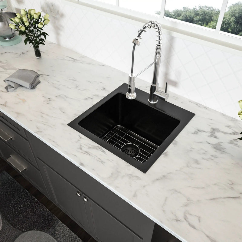 Topmount 16G Stainless Steel Kitchen Sink Deep Single Bowl - Gunmetal Black by HouseOfZazla
