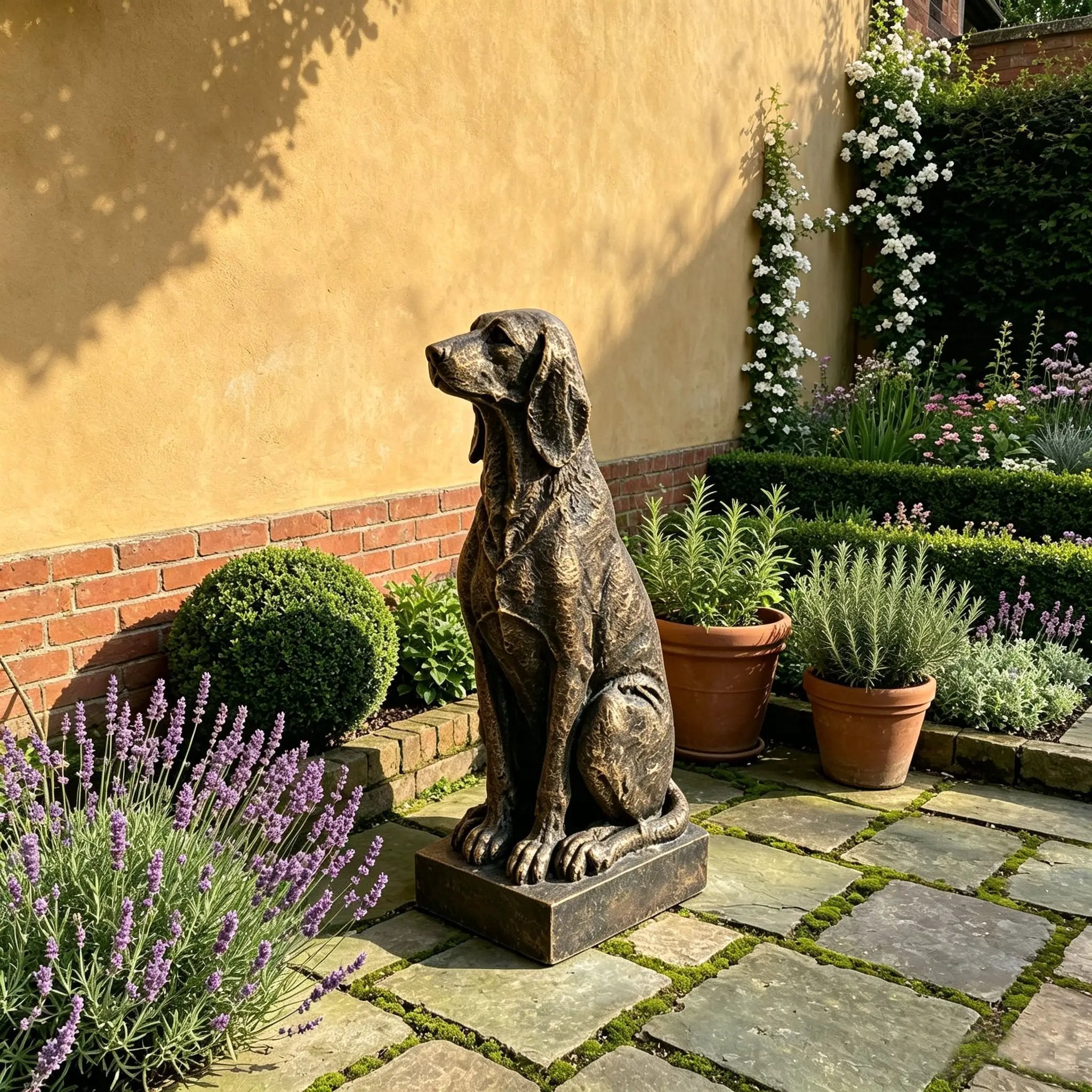 Vintage Bronze Sitting Hound Dog Statue by HouseOfZazla
