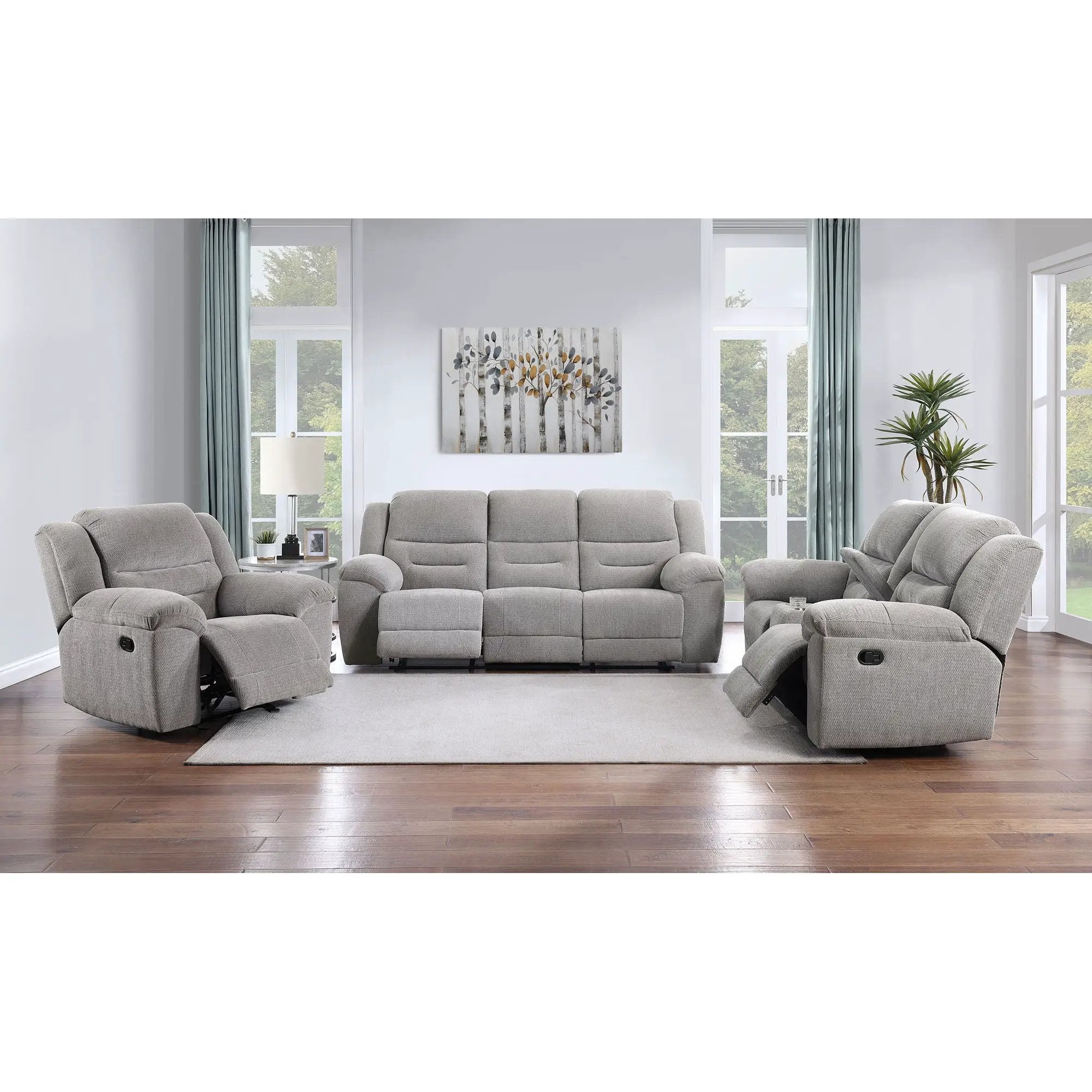 Sebring - Upholstered Glider Recliner Chair With Manual Recline And Smooth Gliding Motion - Gray by HouseOfZazla