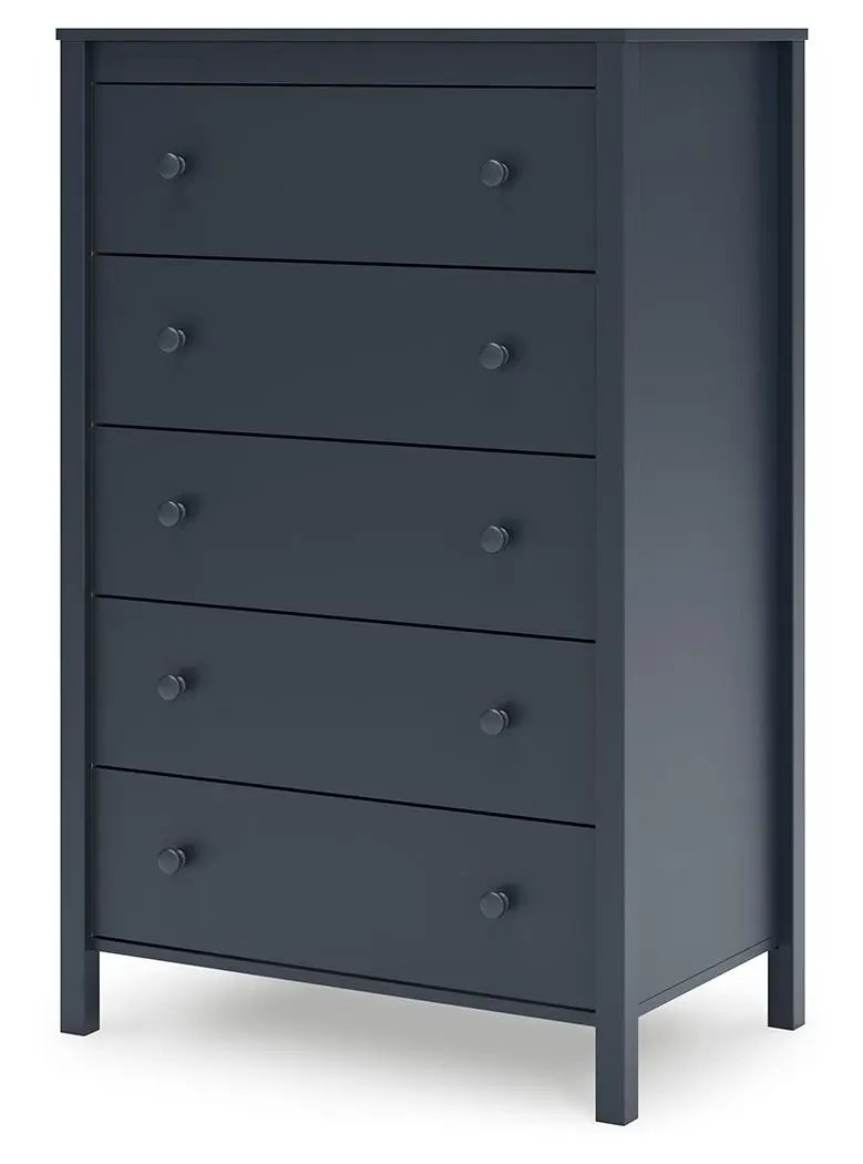 Simmenfort - Five Drawer Chest - Navy Blue by Unique Piece Furniture