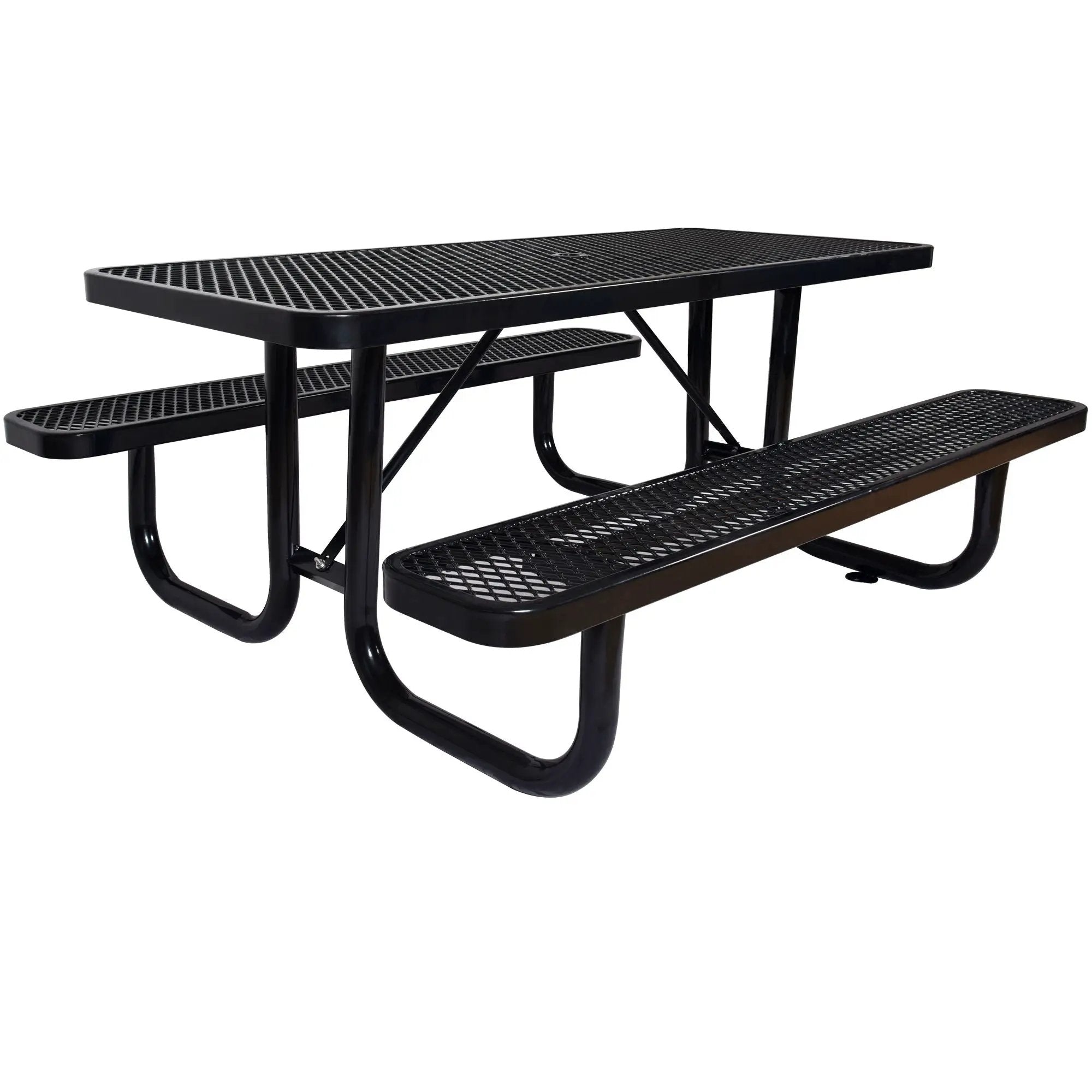 Rectangular Outdoor Steel Picnic Table With Umbrella Pole by Unique Piece Furniture