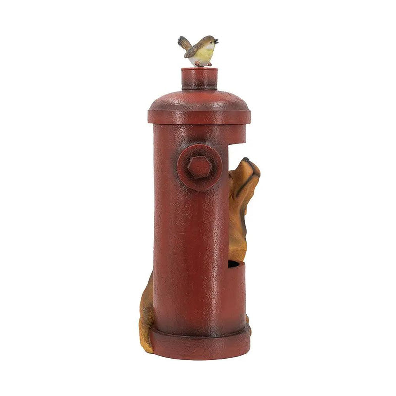Red Fire Hydrant Water Fountain with Dog and Bird Accents by HouseOfZazla