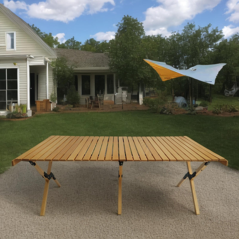 Multi-Function Wooden Foldable Portable Patio Dining Table, Indoor And Outdoor Universal - Natural by Unique Piece Furniture