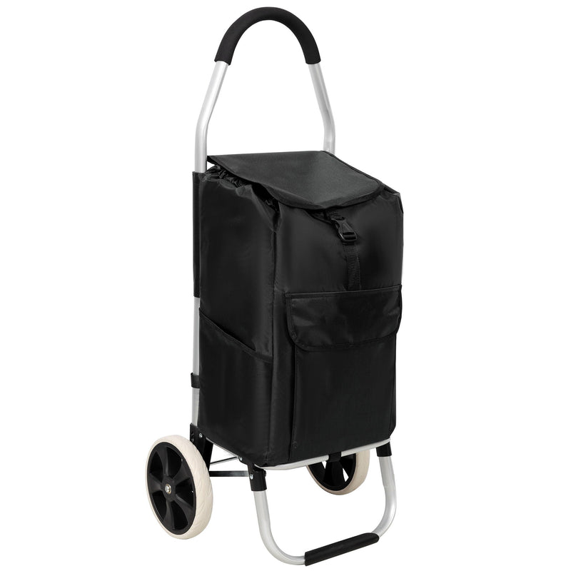 Foldable Shopping Trolley With Wheels And Removable Waterproof Bag - Black by HouseOfZazla