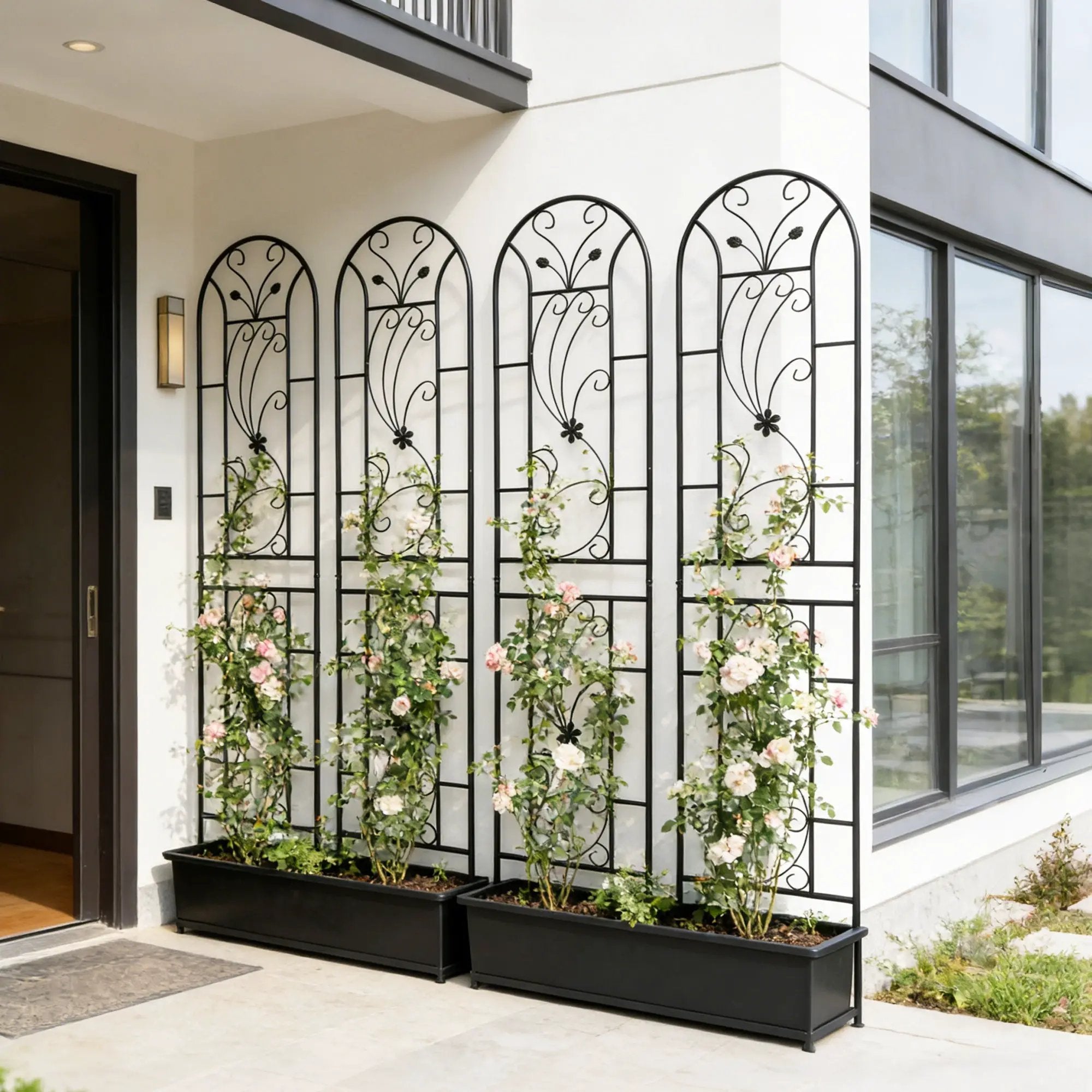4 Pack Metal Garden Trellis 86.7'' x 19.7'' Rustproof Black by HouseOfZazla