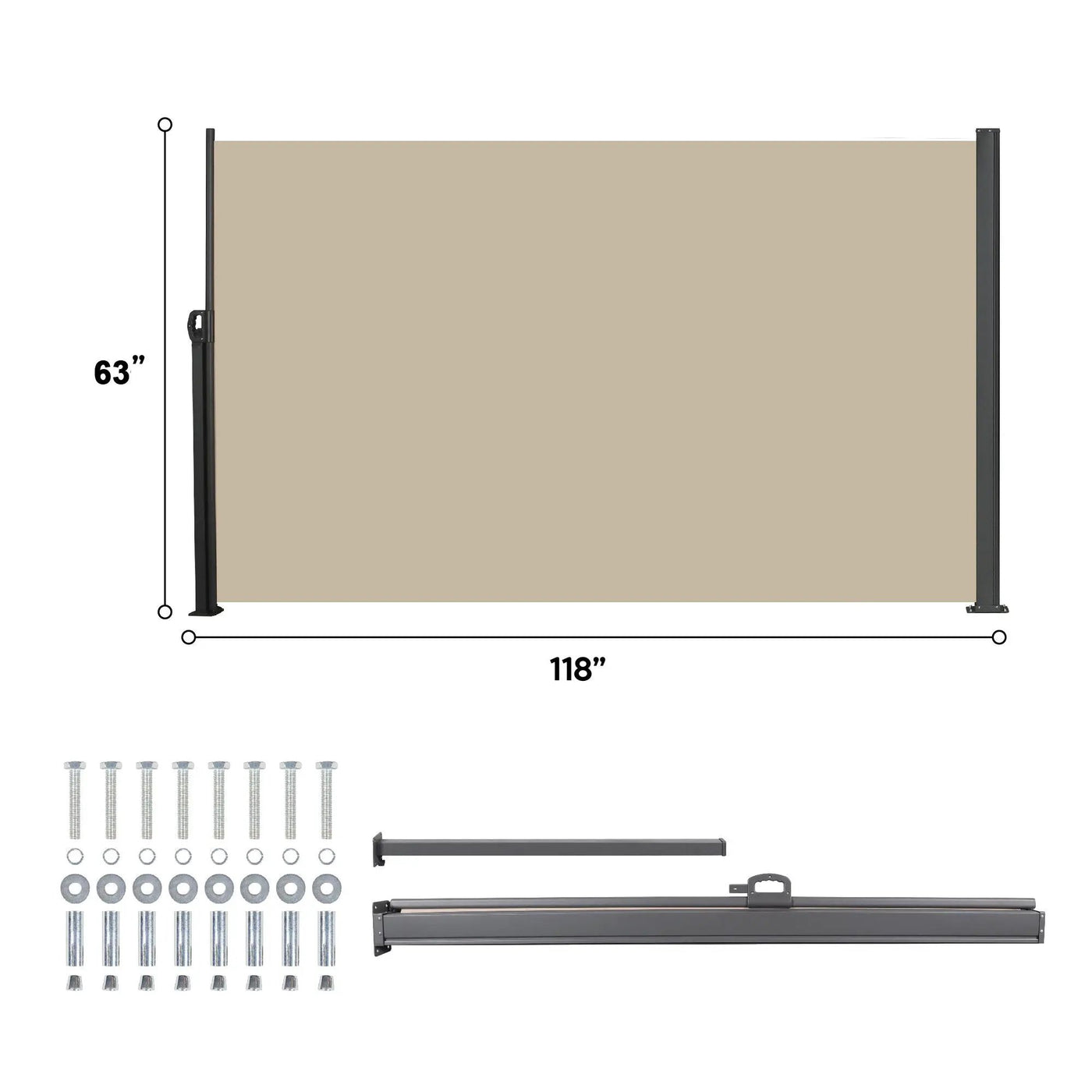 Retractable Side Awning, Waterproof And UV Resistant, Privacy Screen For Patio by Unique Piece Furniture