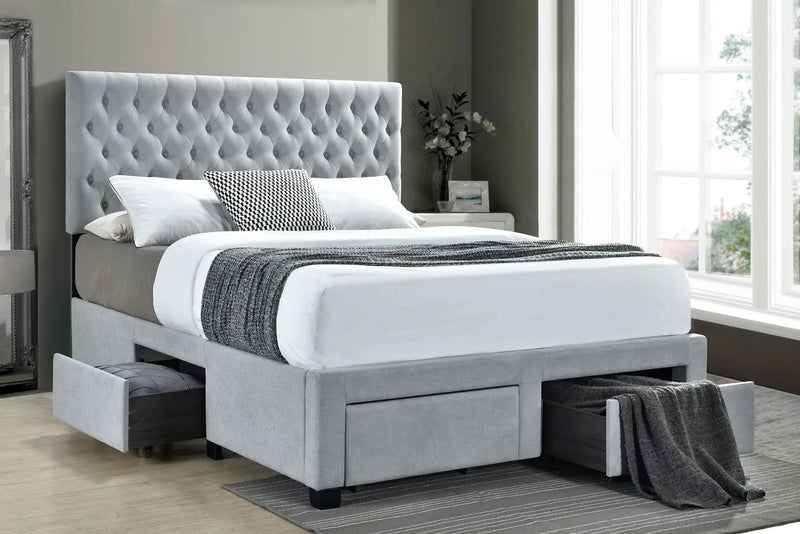 Soledad Upholstered Queen Storage Panel Bed Light Grey by Unique Piece Furniture