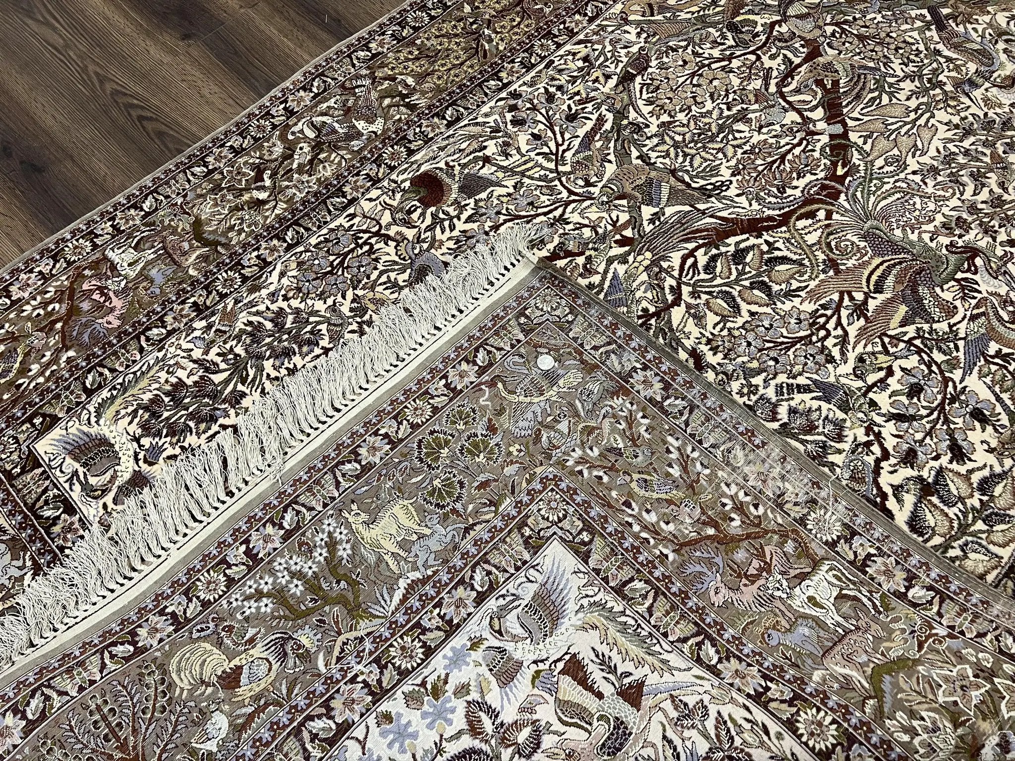 Persian Isfahan Rug 5x8 - Tree of Life, Animal Pictorials, Kork Wool & Silk by Jewel Rugs