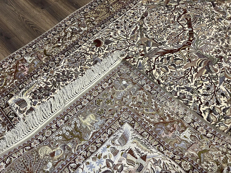 Persian Isfahan Rug 5x8 - Tree of Life, Animal Pictorials, Kork Wool & Silk by Jewel Rugs