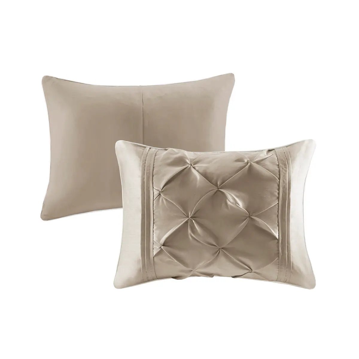 7 Piece Tufted Comforter Set Taupe Queen by HouseOfZazla