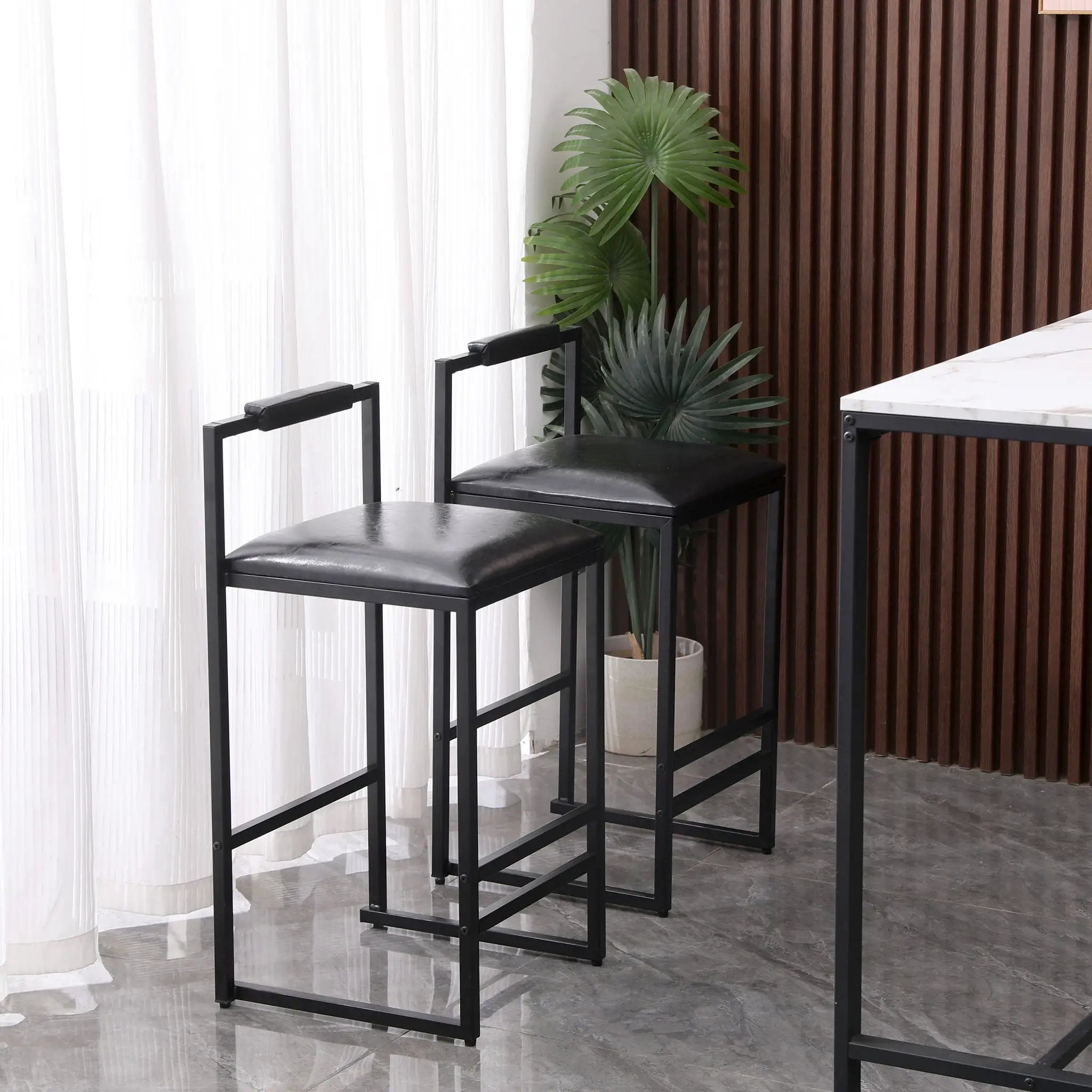 Elegant Bar Stool Set With Backrest And Footrest, Counter Height (Set of 2) by Unique Piece Furniture