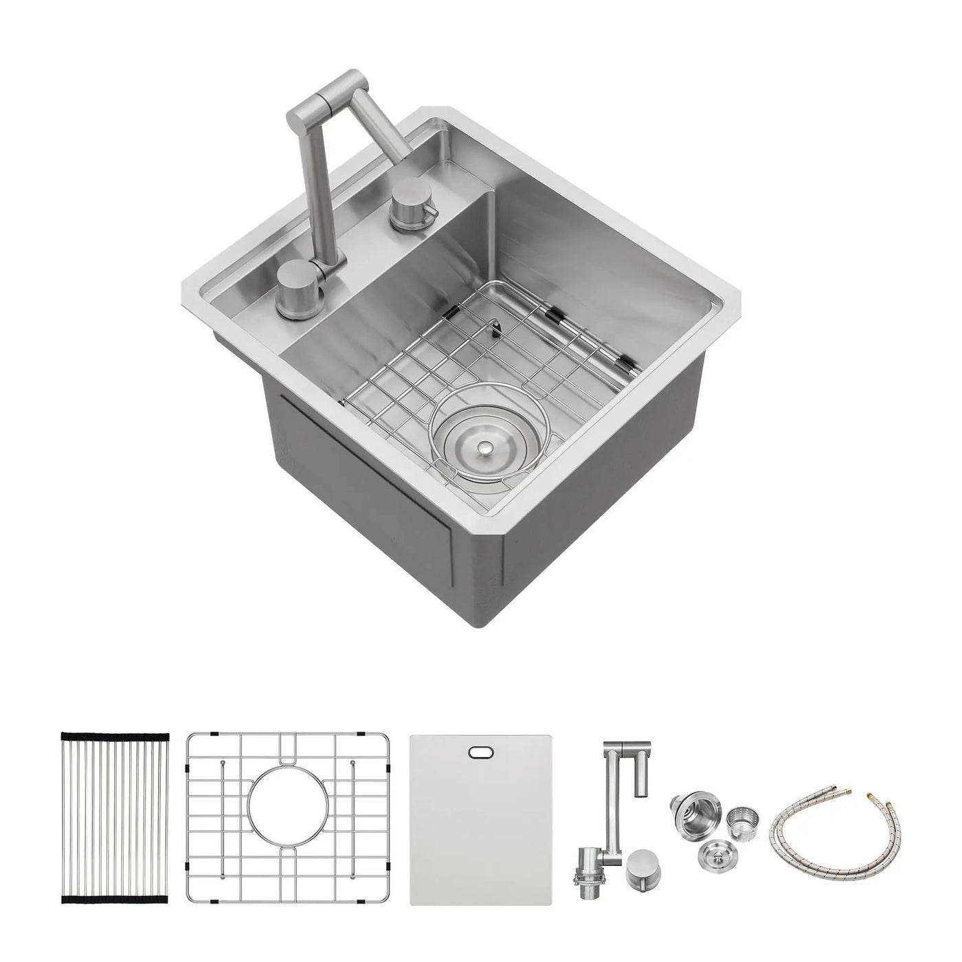 Modern Undermount Bar Sink With Folding Faucet by HouseOfZazla
