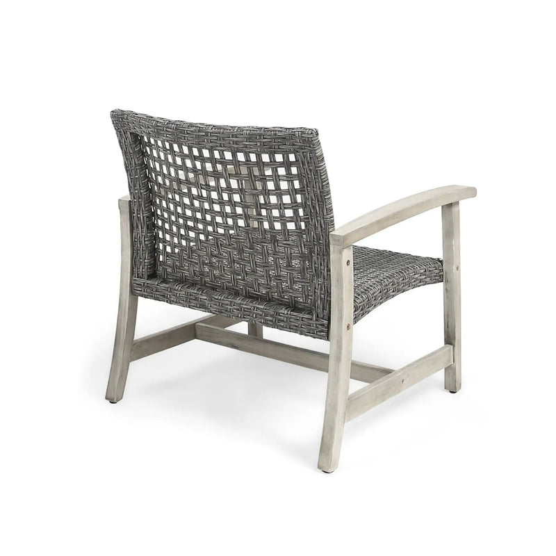 Outdoor Club Chair With Rattan Cover And Acacia Wood Frame - Gray by HouseOfZazla