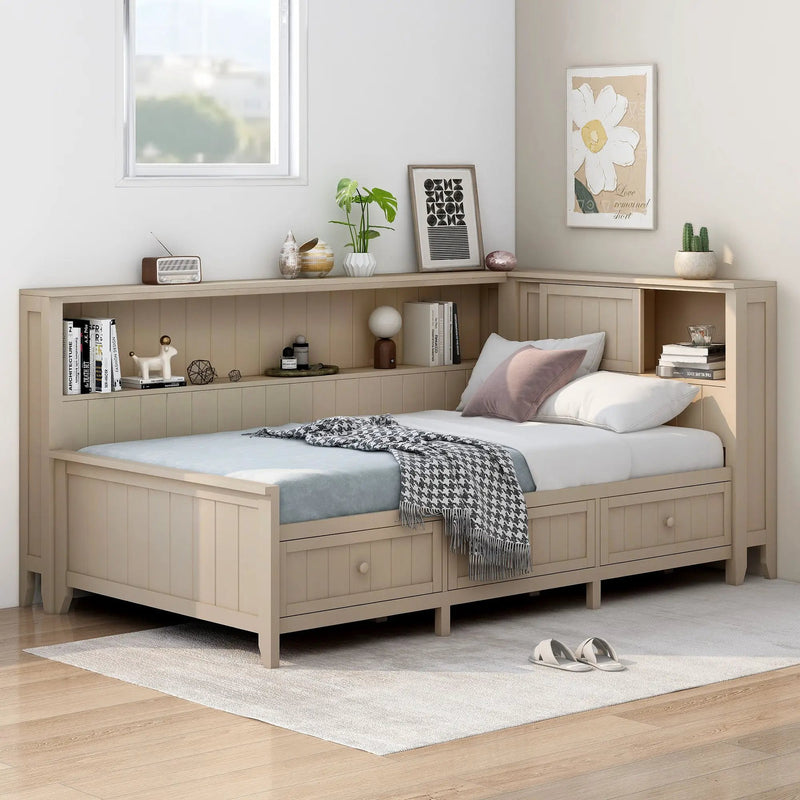 Daybed With Storage Shelves And 3 Drawers by HouseOfZazla