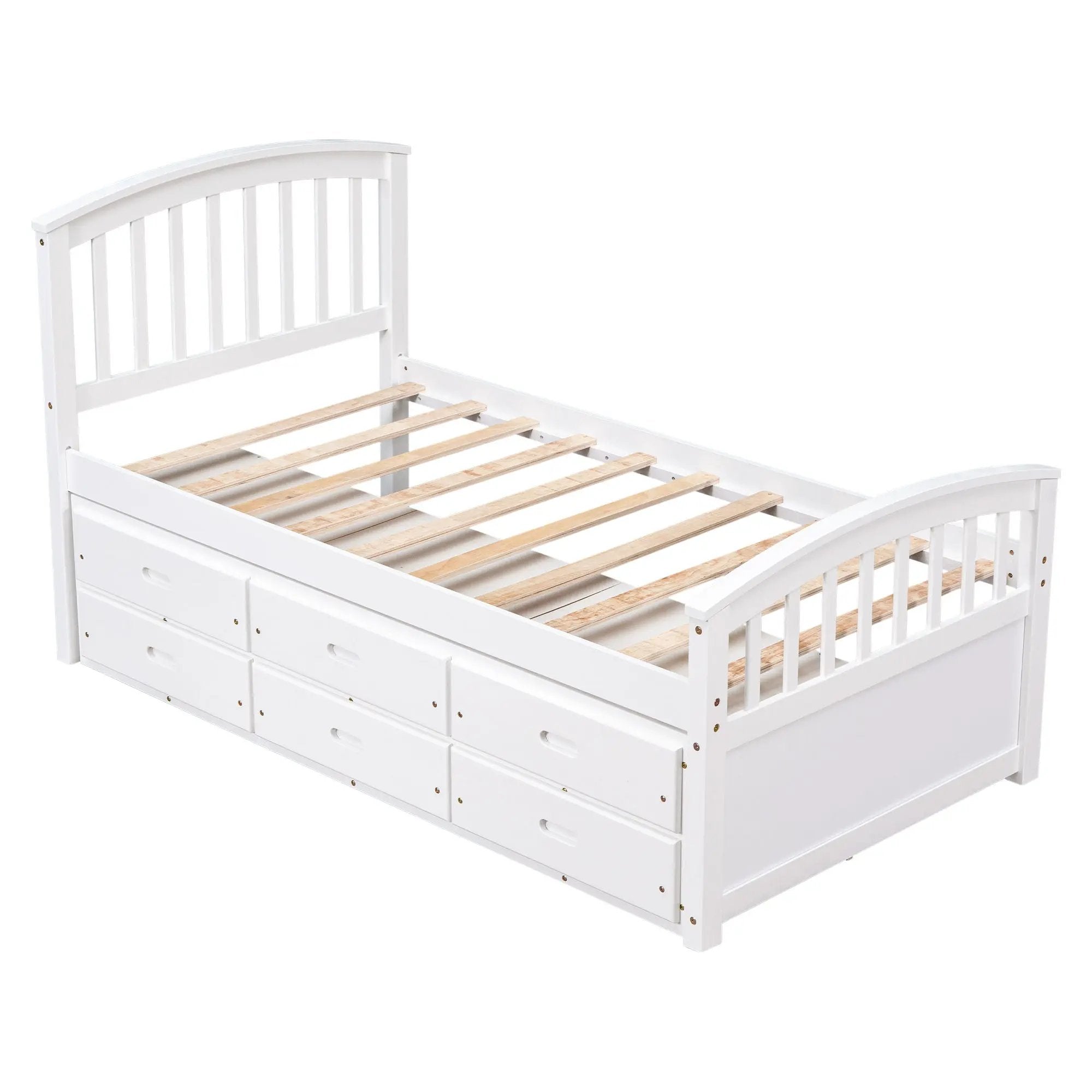 Platform Storage Bed Solid Wood Bed With 6 Drawers