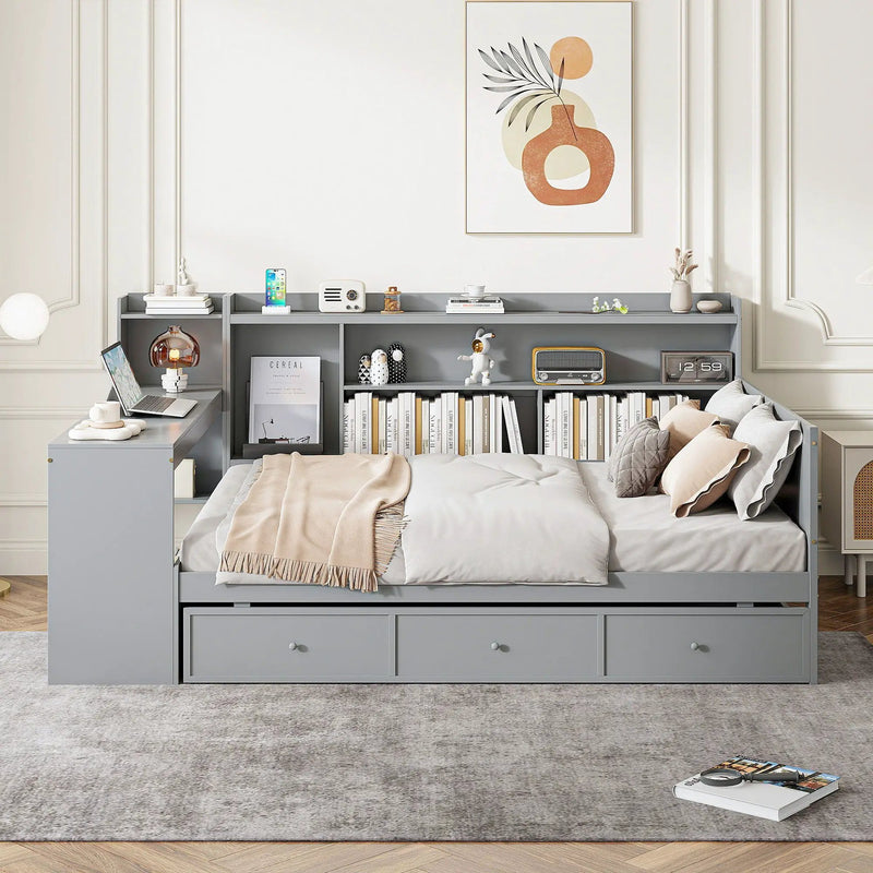 Daybed With 3 Drawers USB Ports And Desk by Unique Piece Furniture