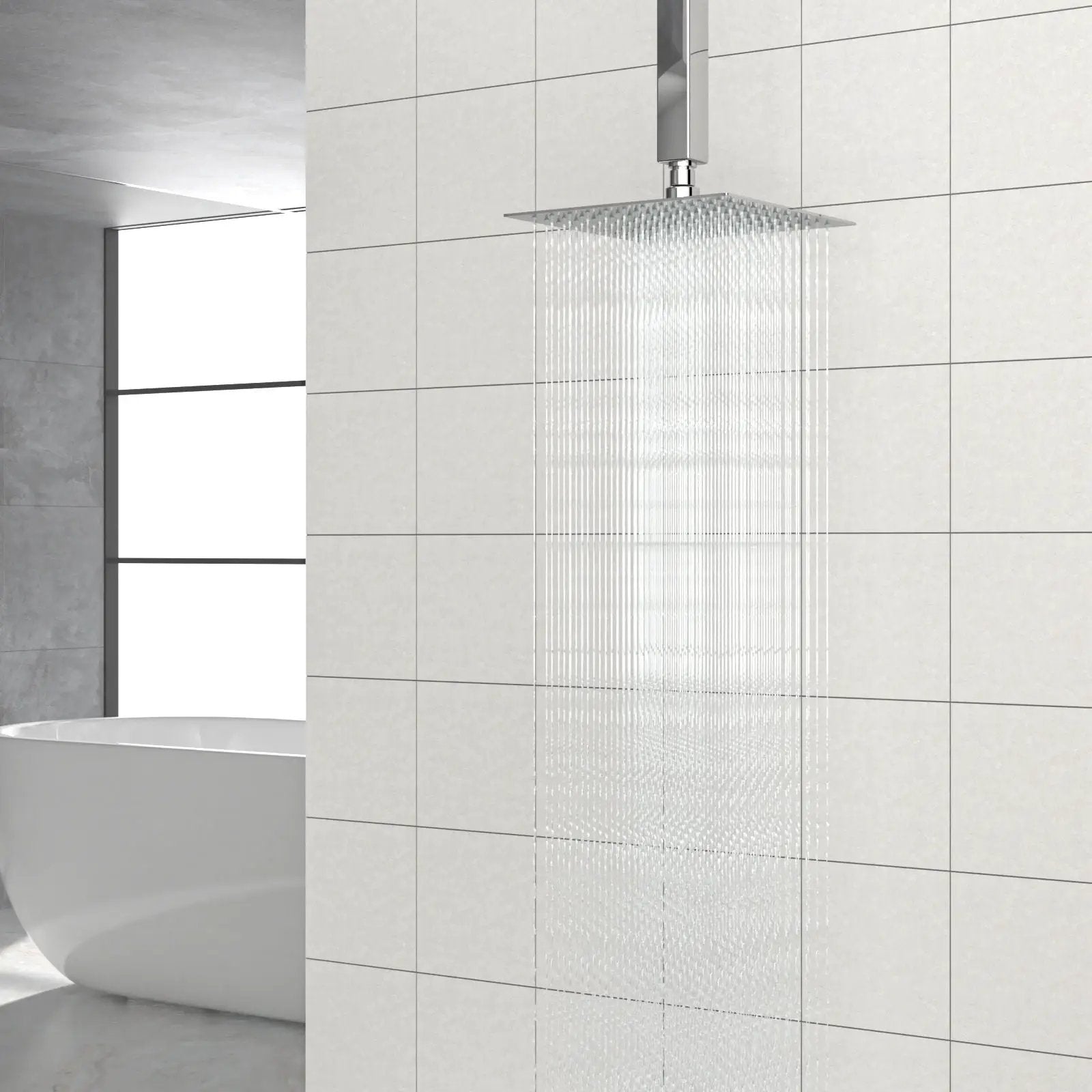 8" Square Rain Shower Head, Ceiling / Wall Mount Stainless Steel Bath Fixture by HouseOfZazla