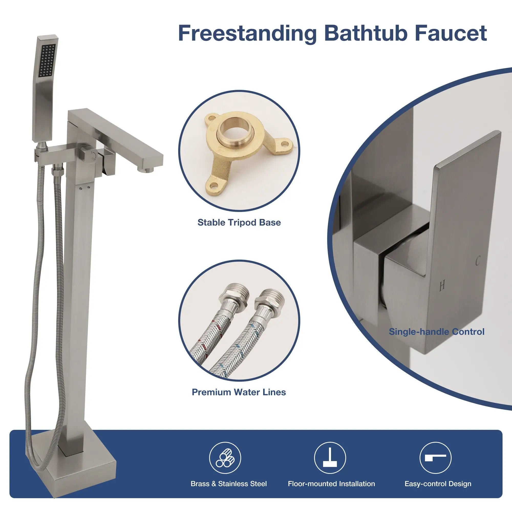 Freestanding Bathtub Faucet With Waterfall Tub Filler And Hand Shower by HouseOfZazla