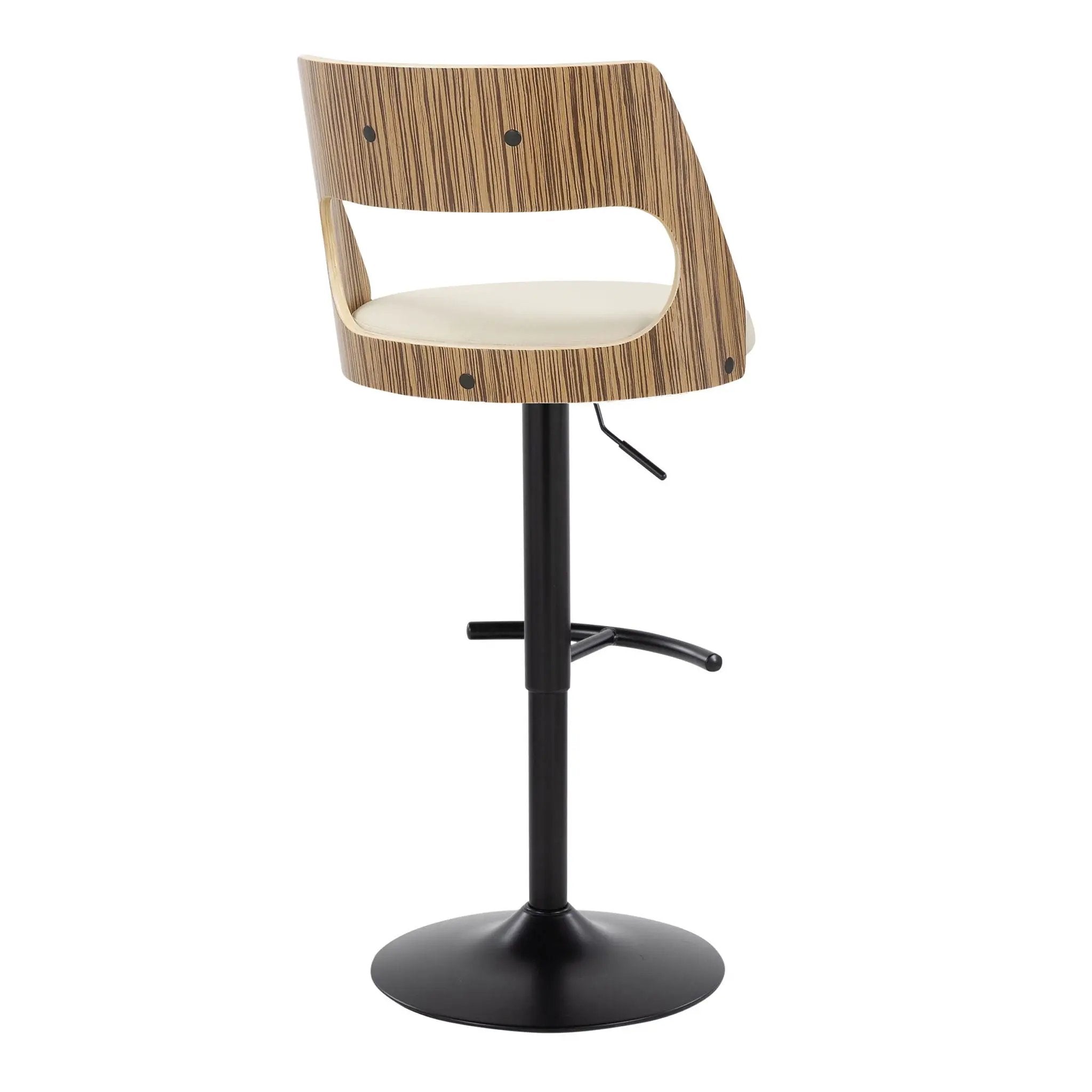 Cecina - Contemporary Adjustable Barstool With Swivel With Rounded T Footrest (Set of 2) - Black / Zebra / Cream by Unique Piece Furniture