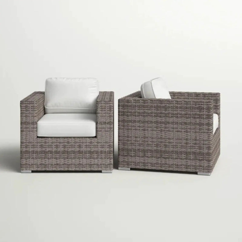 Grade - Club Patio Chair With Sunbrella Cushions (Set of 2) - Gray Mix / White by Unique Piece Furniture