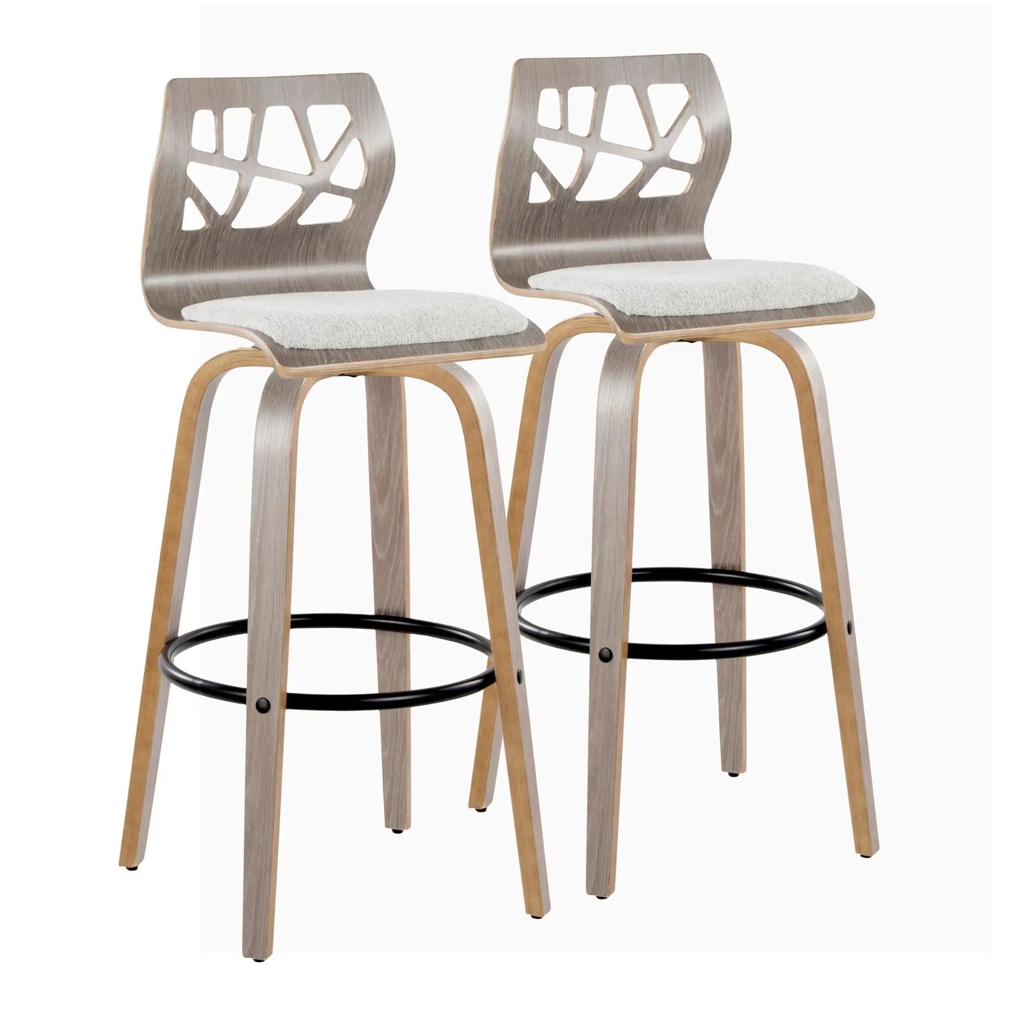 Folia - Contemporary Fixed Height Stool With Swivel With Round Footrest (Set of 2) by Unique Piece Furniture